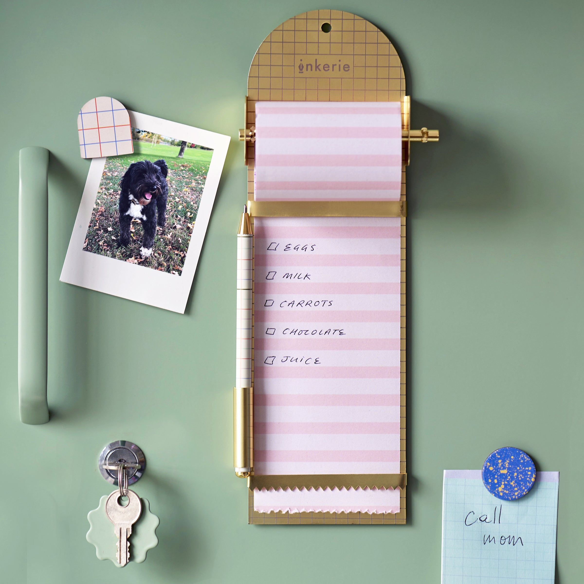 Inkerie Magnetic Note Roller - Sticky Memo Dispenser with Strong Magnet for Fridge, Office & School Organization - Perfect for Shopping Lists, Reminders & Memos