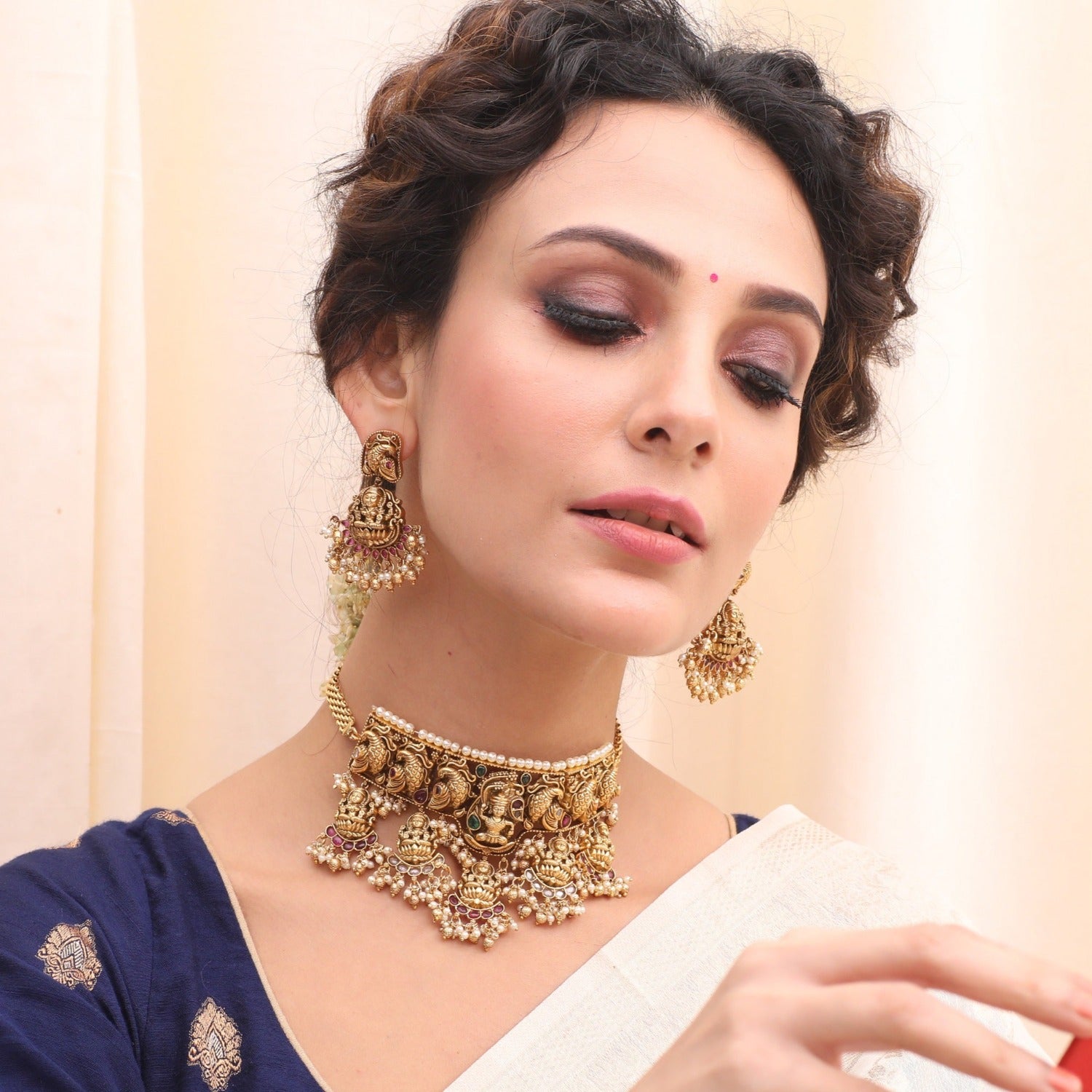 Videhi Antique Nakshi Choker Set - Handmade Indian Ethnic Jewelry for Women - Perfect for Weddings, Festivals & Boho Fashion
