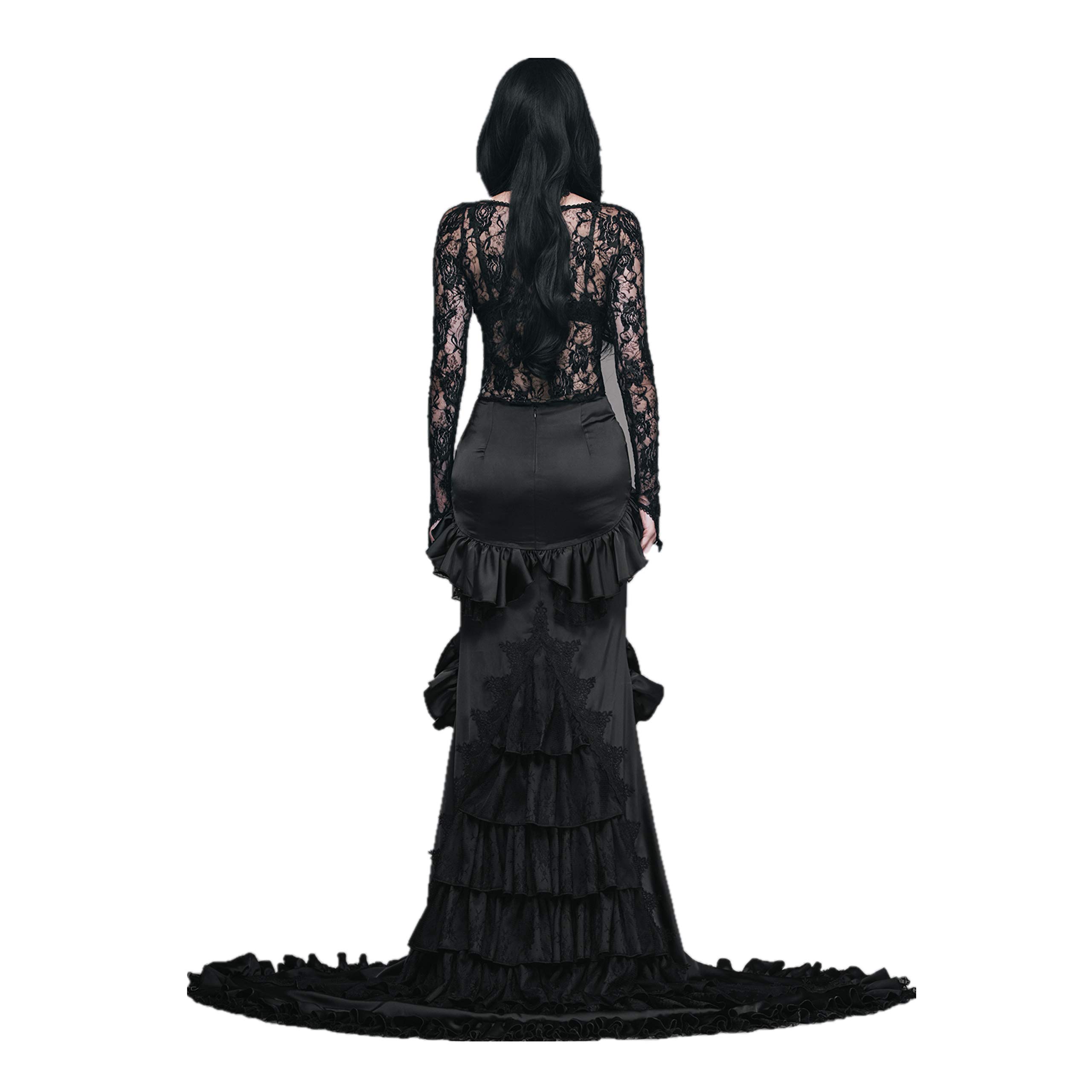 Gothic Steampunk Black Fishtail Mermaid Maxi Skirt for Women | Vintage Style Evening Party Dress | Perfect for Cosplay, Halloween, and Themed Events