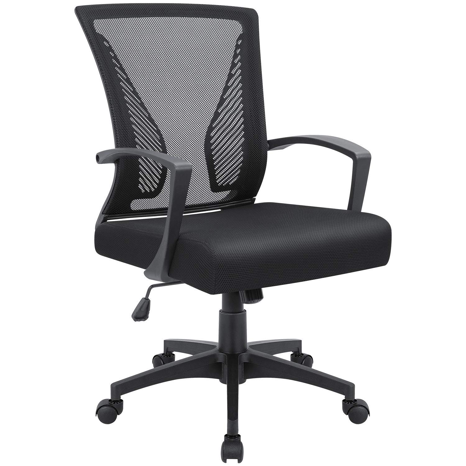Ergonomic Mesh Office Chair with Lumbar Support - Adjustable Swivel Computer Desk Chair for Home & Office Use, Black (Ideal for Long Hours of Work & Gaming)