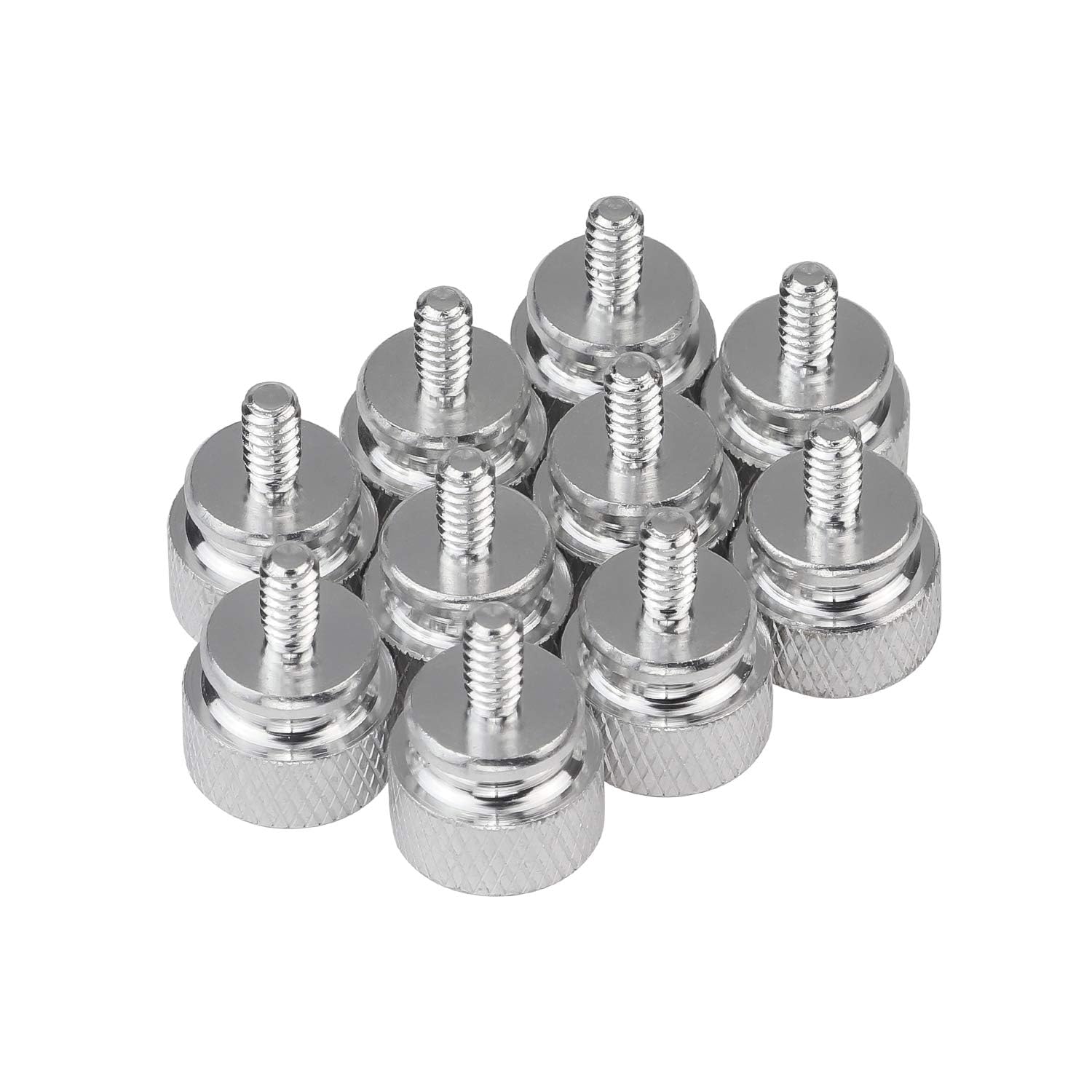 10Pcs Computer PC Case 6-32 Fully Threaded Knurled Thumb Screws - Silver Metal Case Screws for PC Build, Server Rack & Electronics Repair - Easy Grip & Tool-Free Installation