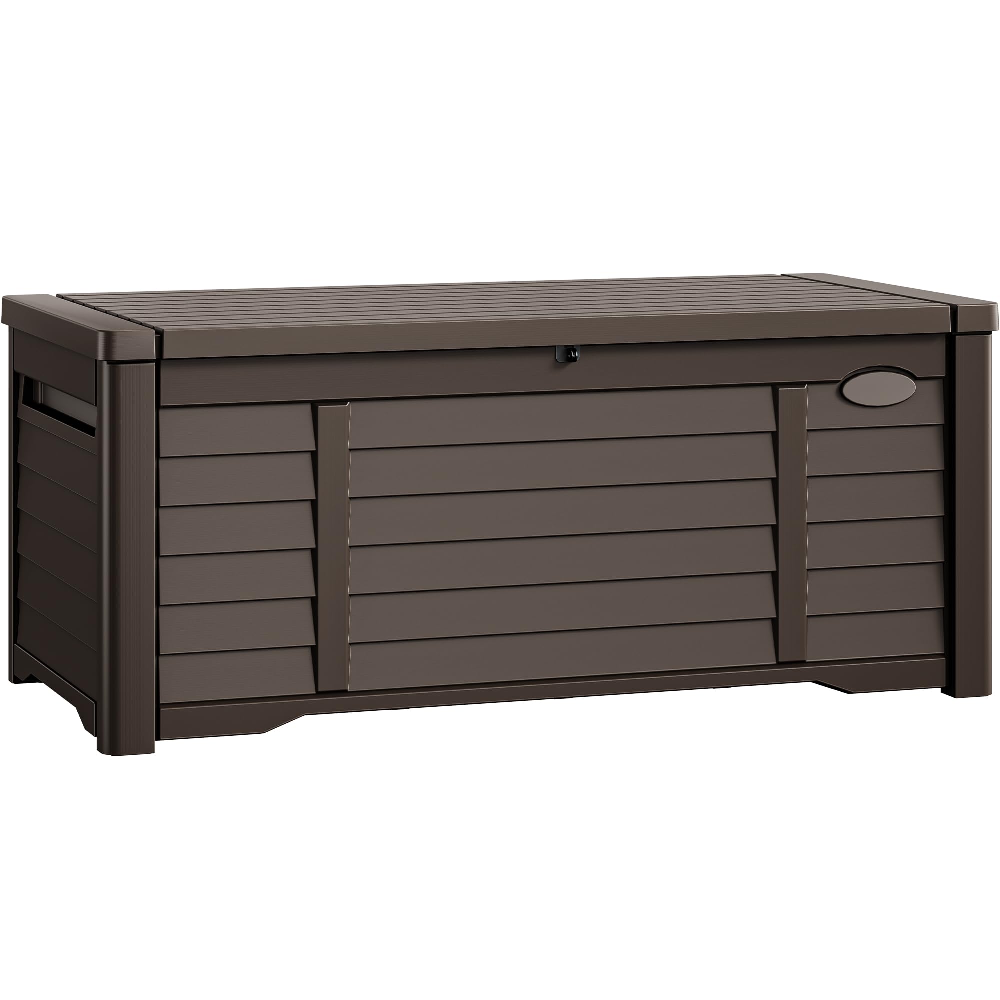 DWVO 120 Gallon Outdoor Louver Storage Deck Box - Waterproof, Lockable Resin Deck Box for Patio, Garden & Pool Supplies - Ideal for Storing Outdoor Pillows, Cushions, Tools & Accessories