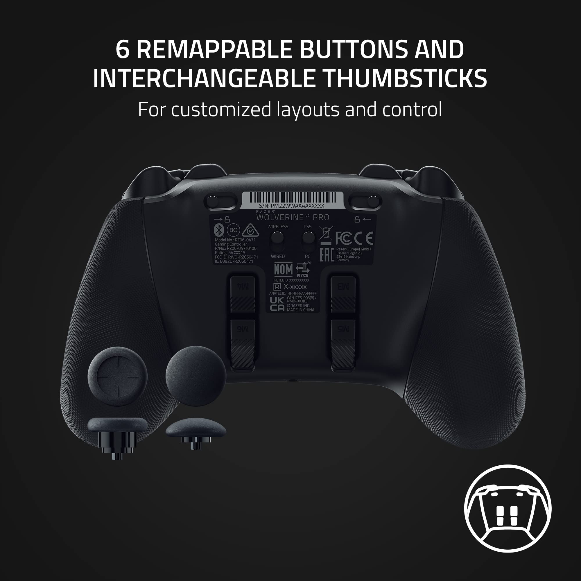 Razer Wolverine V2 Pro Wireless Gaming Controller - Hyperspeed Connection, Mecha-Tactile Buttons, 8-Way D-Pad | Premium PC & Xbox Controller for Competitive Gaming (Renewed, Black) - Perfect for Esports, FPS, and Action Games