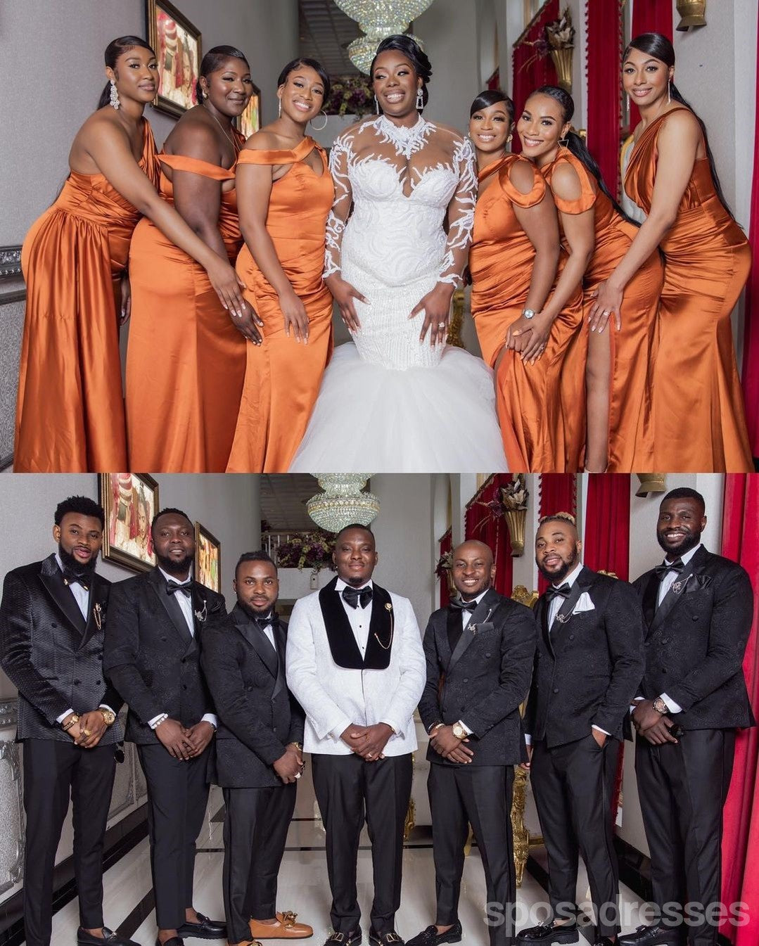 Elegant Burnt Orange Mermaid Maxi Bridesmaid Dress for Weddings - WG1780 | Flowy Long Formal Gown for Beach, Church & Outdoor Ceremonies