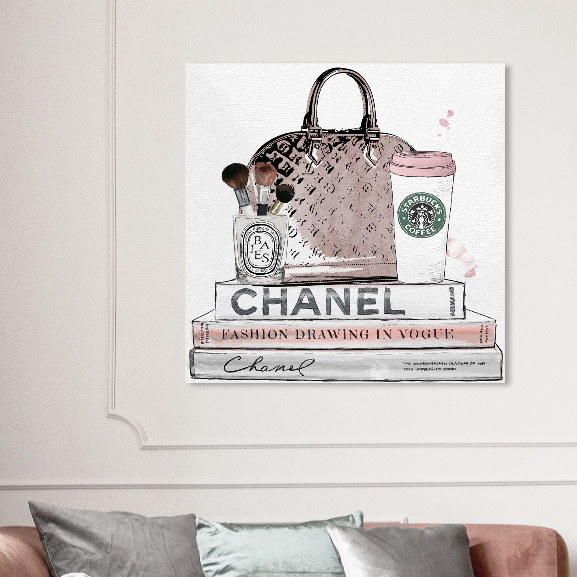 Blush & Makeup Brush Wall Art Canvas Print by Oliver Gal Artist Co. – Fashion & Glam Decor for Bedroom, Living Room & Salon