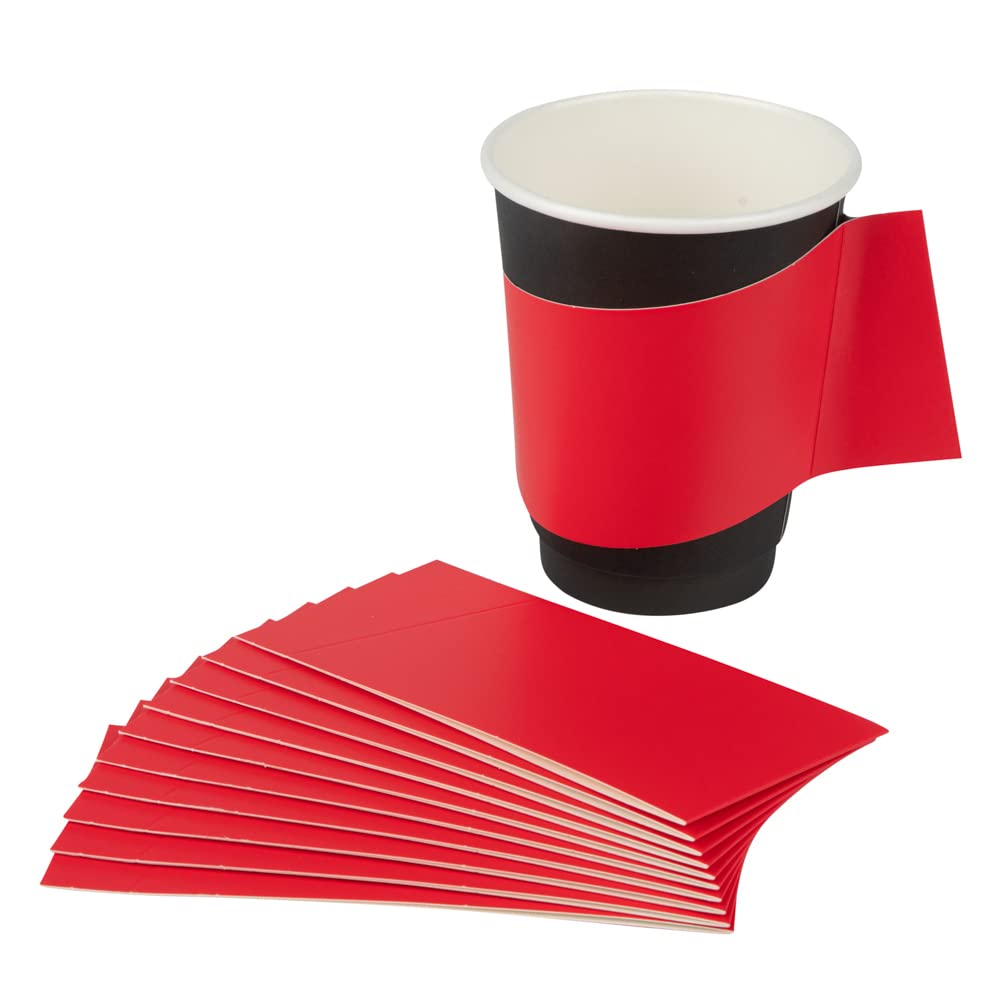 Restpresso Hot Coffee Sleeves with Handle - 1000 Disposable Cup Sleeves for 12, 16 & 20 oz Cups | Red Paper Cup Jackets for Coffee Shops, Cafes & Takeout (Cups Sold Separately) - Perfect for Baristas, Coffee Shops & Office Break Rooms