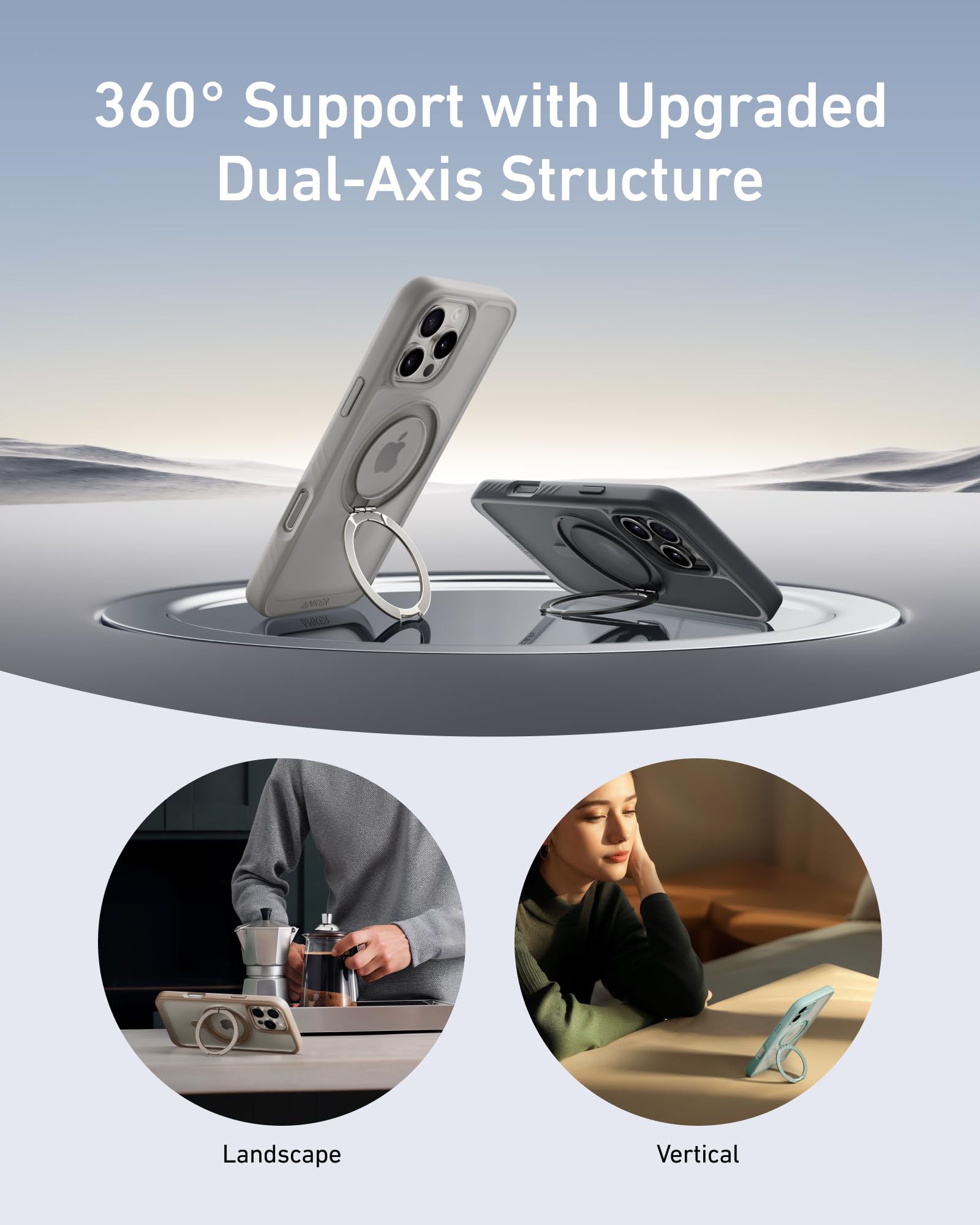 Anker Ultra Magnetic iPhone 16 Pro Max Case with 360° Ring Stand - Military-Grade Shockproof & MagSafe Compatible - Perfect for Workouts, Travel & Everyday Protection (Black)