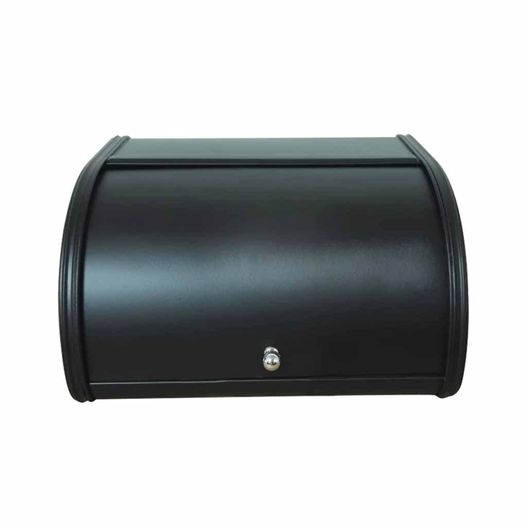 OIPYI Stainless Steel Bread Storage Box with Roll Top Lid - Airtight Kitchen Pantry Organizer for Bread, Pastries & Baked Goods | Perfect for Countertop, Pantry & Home Kitchen Organization (Color: Black)