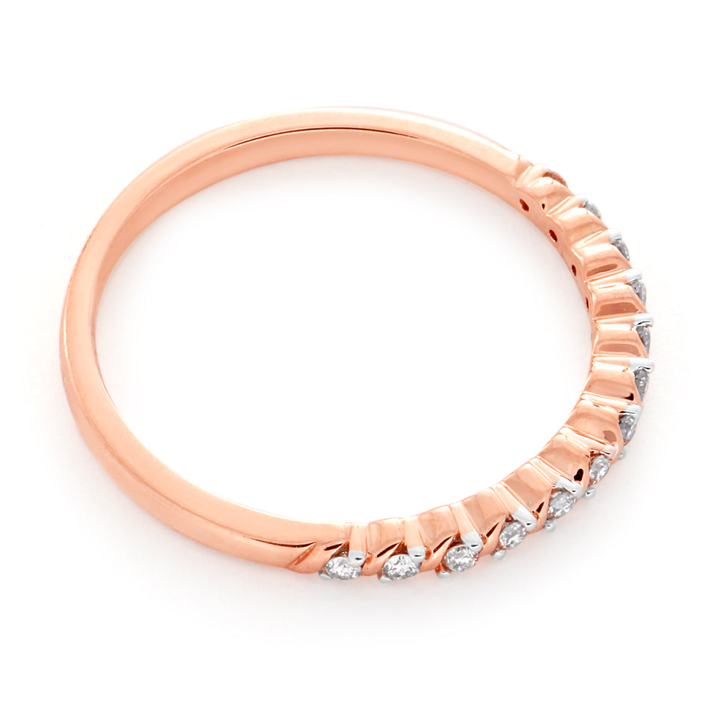 9ct Rose Gold Diamond Ring with 13 Brilliant Cut Diamonds & Rhodium Plated Claws - Elegant Engagement & Wedding Jewelry for Women