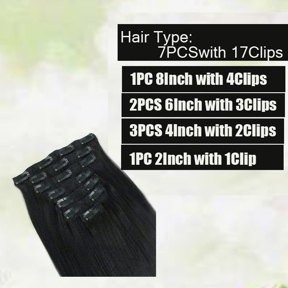 Yaki Straight Clip-In Hair Extensions for Black Women - 7PCS/Set 16Inch 120Gram Remy Human Hair (Straight & Curly Styles) | Perfect for Daily Wear, Parties & Special Occasions