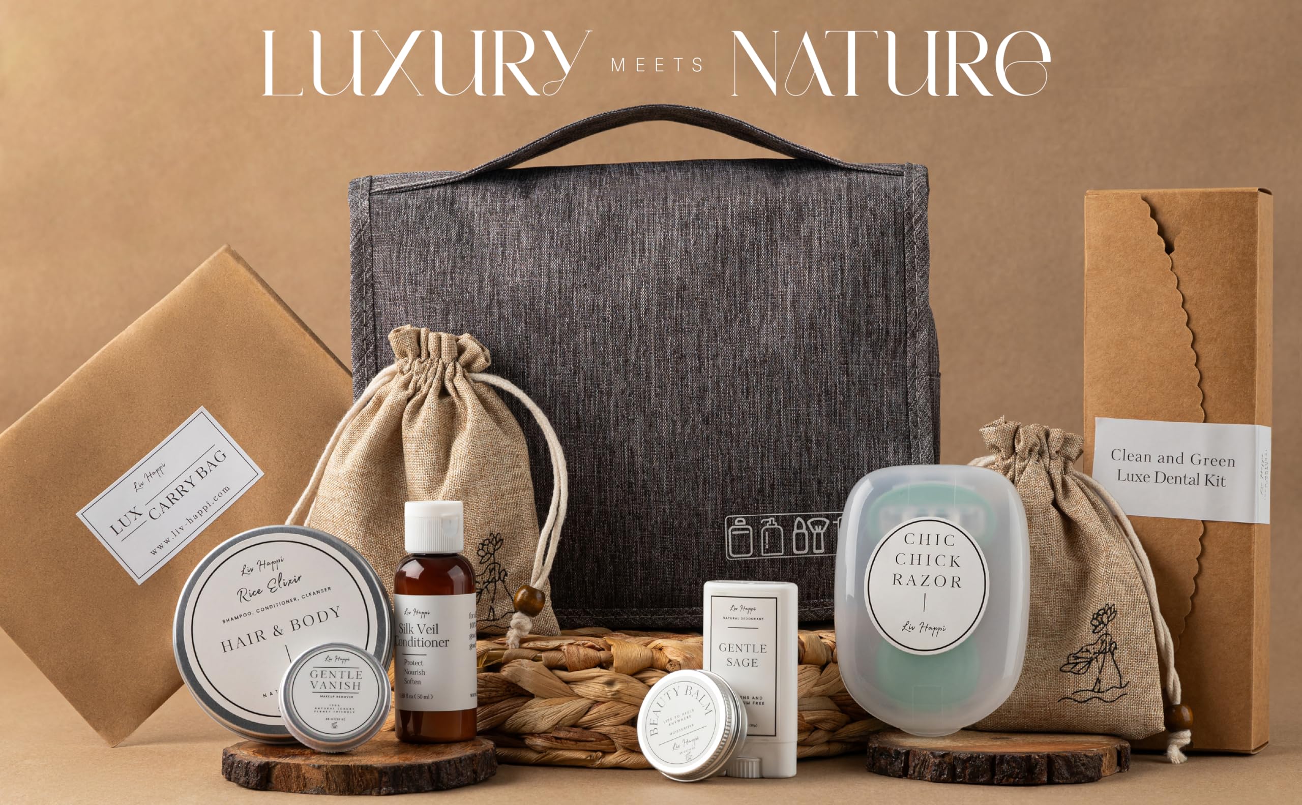 Luxury Spa Travel Gift Box for Women - Organic Natural Mini Toiletries Set, Honeymoon & Vacation Essentials, Bridesmaid Gifts, Postpartum Care, Hospital Recovery & Self Care Package | Perfect for Travel, Spa Days, Bridal Showers & Get Well Soon Gifts