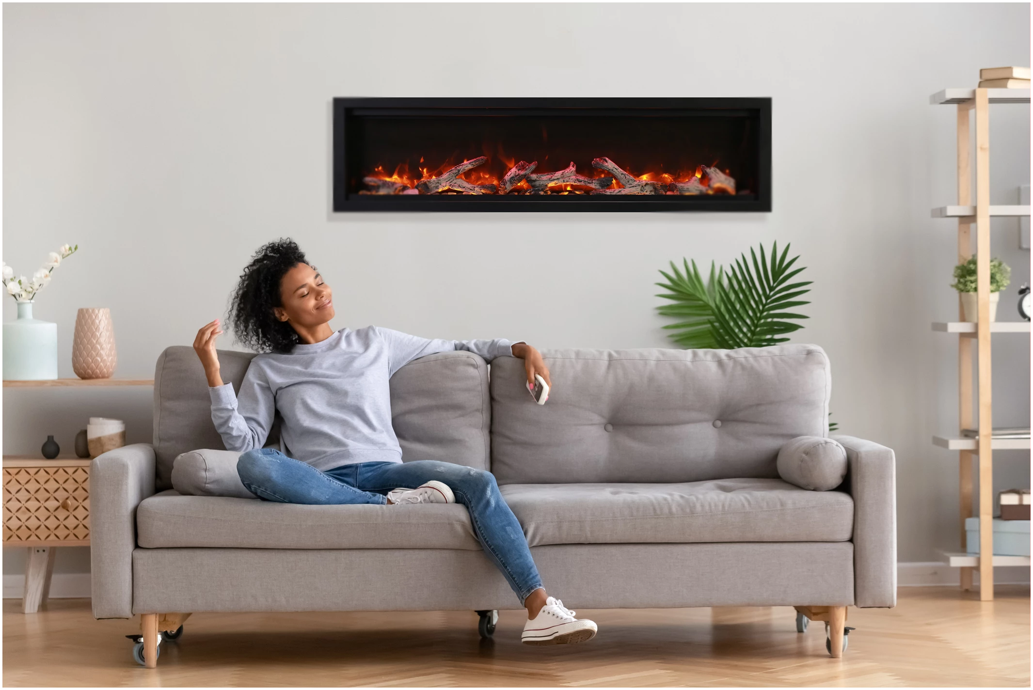 Amantii Symmetry Custom Electric Fireplace 50-Inch - Open Box - Perfect for Living Room, Bedroom & Office Heating Solution
