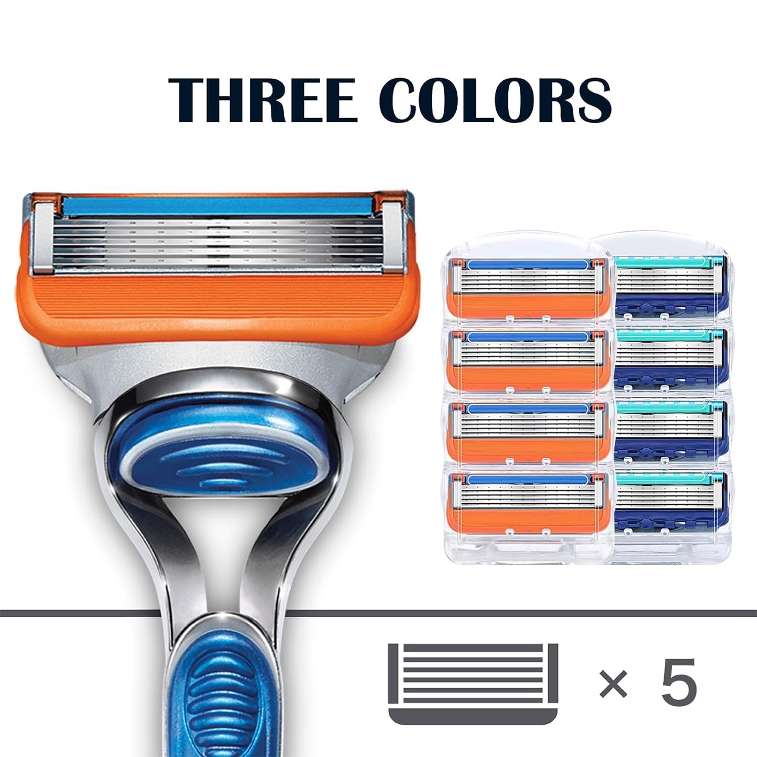 12-Pack Gillette Fusion 5 Razor Blade Refills - Orange New Version - Sharp Replacement Cartridges for Smooth Shaving - Perfect for Travel, Gym & Daily Grooming Routine