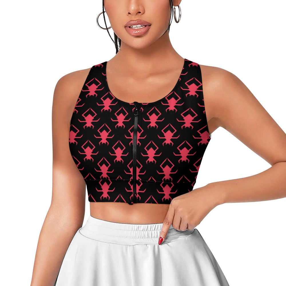Pink Spiders Yoga Zipper Vest for Women - Breathable Workout Top with Front Zipper - Perfect for Yoga, Gym & Outdoor Activities