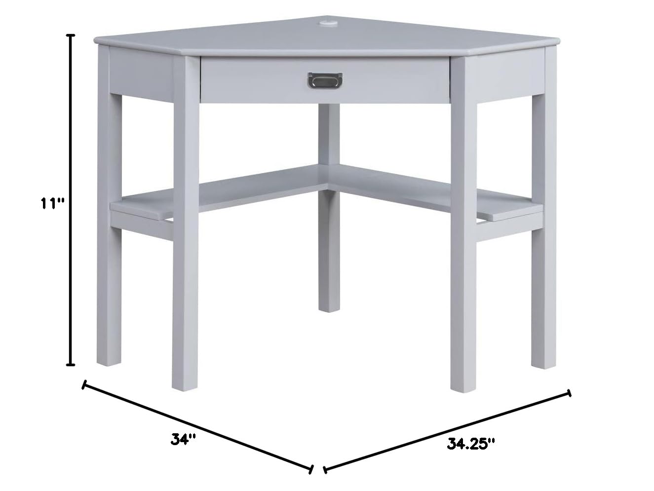 Gray Linon Peggy Corner Desk for Home Office & Small Spaces
