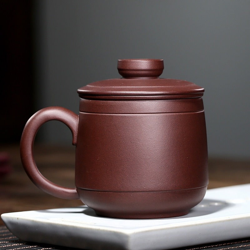 Premium Yixing Purple Clay Tea Cup with Stainless Steel Infuser - Handcrafted Chinese Teapot for Loose Leaf Tea, Perfect for Gongfu Tea Ceremony & Daily Brewing