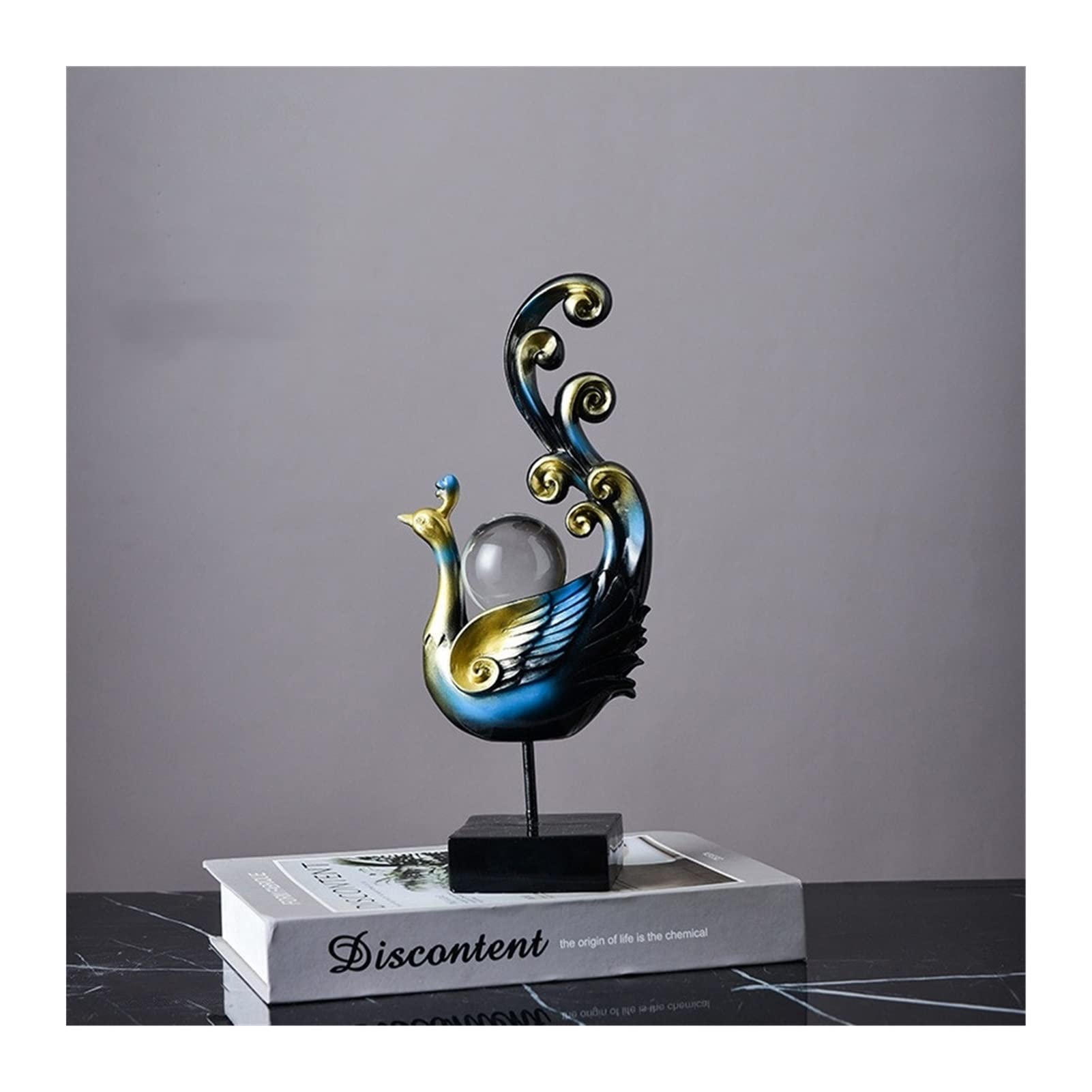 Handcrafted Resin Peacock Statue - Elegant Home Decor Sculpture for Living Room, Wine Cabinet & Balcony | Phoenix Bird Figurine Ornament (Color C) | Perfect Gift for Housewarming & Wedding Decor