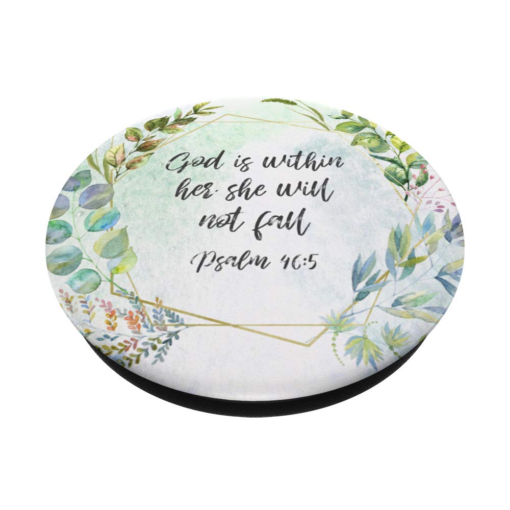 Psalm 46:5 - God Is Within Her She Will Not Fall PopSockets Phone Grip & Stand - Bible Verse Phone Accessory for Women, Christian Gifts for iPhone & Android - Perfect for Daily Inspiration & Faith-Based Protection