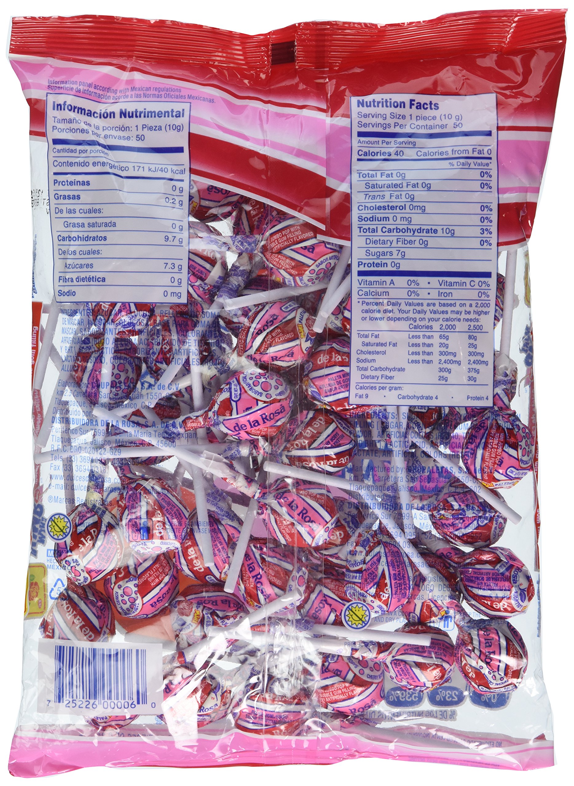 Mini Jumbo Cereza Lollipop with Bubble Gum Filling - Authentic Mexican Cherry Candy (50 Count) - Perfect for Parties, Pinatas & Sweet Treats
