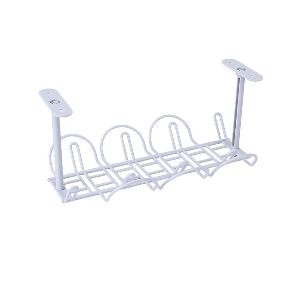 Under Desk Cable Management Tray - Self Adhesive Wire Organizer with Hanging Basket for Office, Home & Kitchen | Keep Cords Neat Under Desks, Counters & Workstations