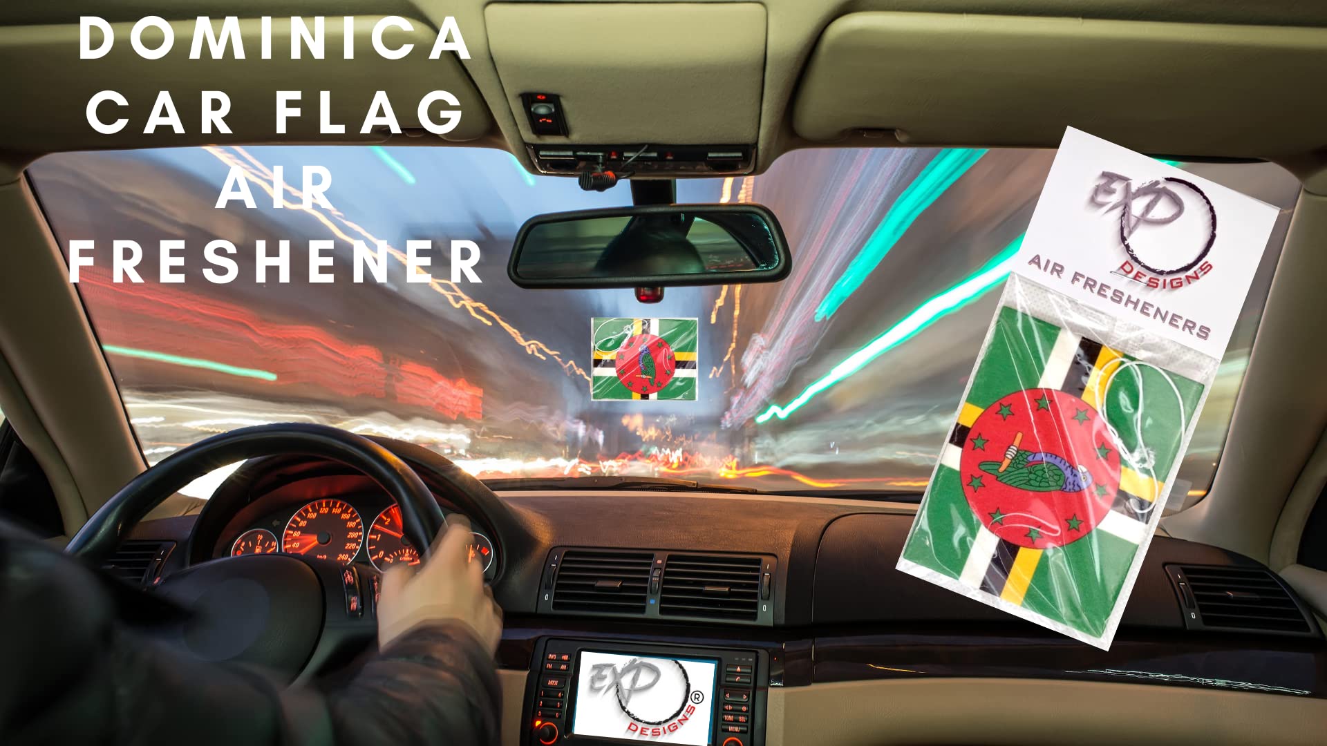 Dominica Flag Air Freshener for Car & Home - Caribbean Scented Car Accessories | Perfect for Travel Lovers & Island Decor