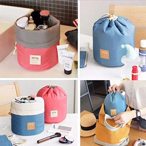 DREWIT STAR Premium Round Toiletry Bag for Women & Girls - Barrel Shaped Cosmetic Pouch, Travel Makeup Organizer (Multiple Colors) | Perfect for Travel, Gym, Beach & Daily Essentials Storage