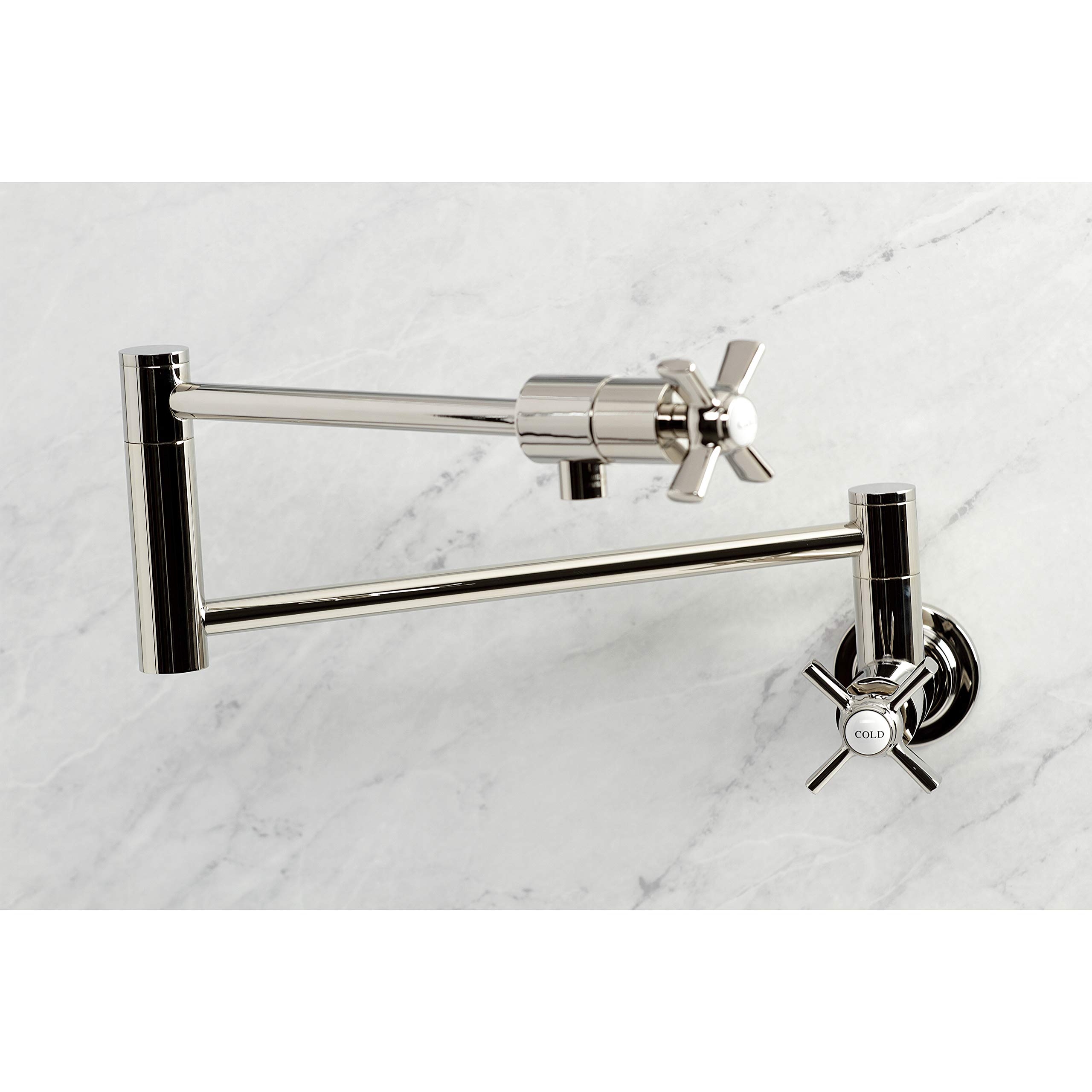 Kingston Brass KS4106ZX Millennium Wall Mount Pot Filler Faucet - Polished Nickel Finish - Ideal for Kitchen Sink, Stove & Cooking Area
