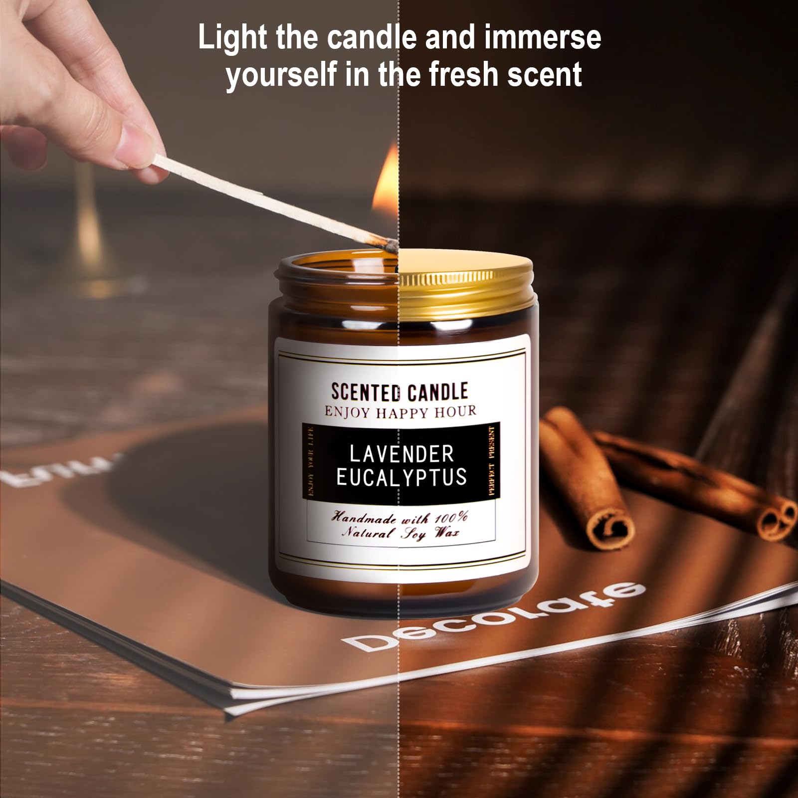 Premium Eucalyptus & Lavender Scented Soy Wax Candles | Natural Aromatherapy Candles for Stress Relief & Relaxation | Meditation, Yoga, Spa & Home Fragrance | Gift for Women & Men | Perfect for Bedroom, Office & Bathroom Decor
