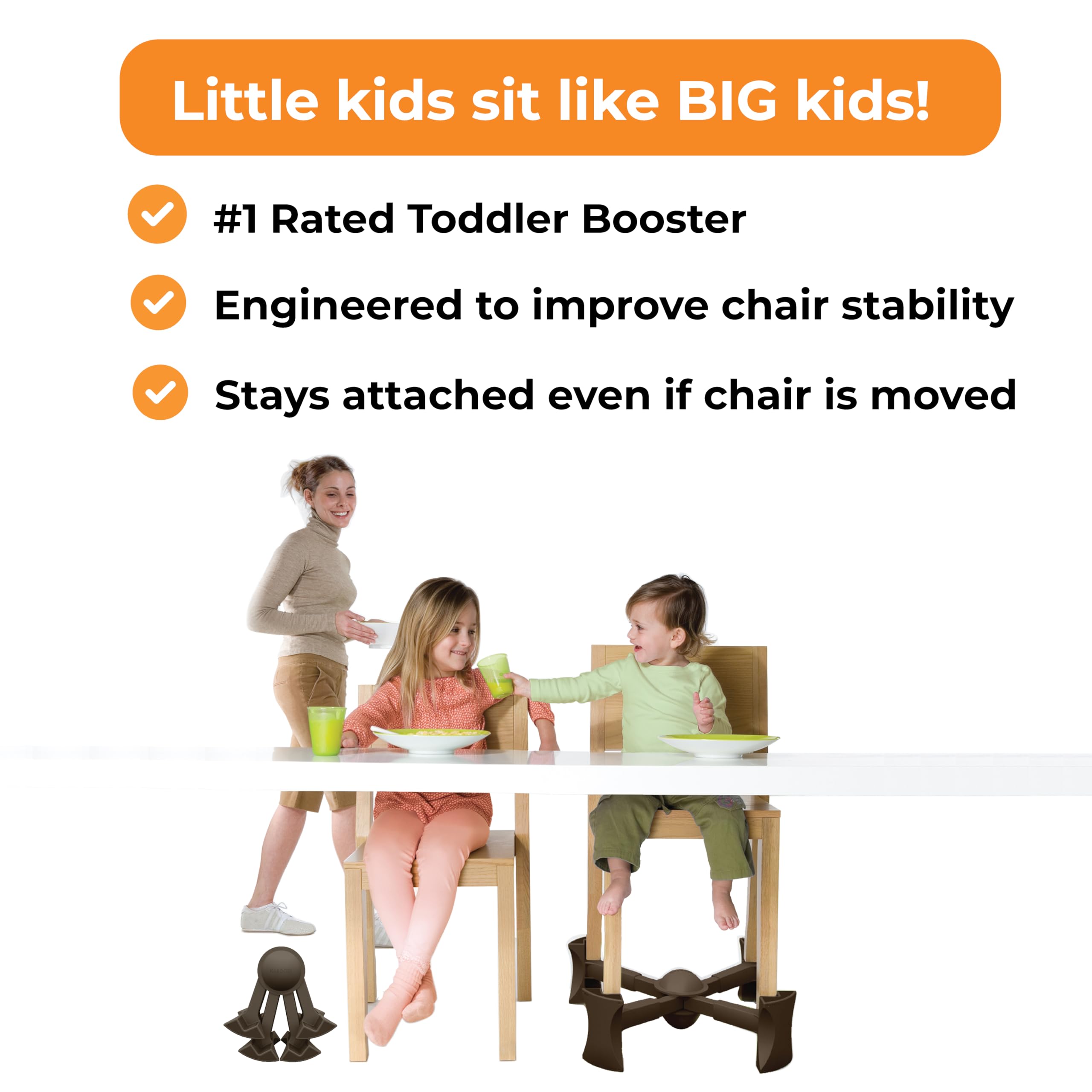 Portable Kitchen Chair Booster Seat for Toddlers & Adults - Chocolate Color, Under-Chair Design - Perfect for Dining, Travel & Home Use