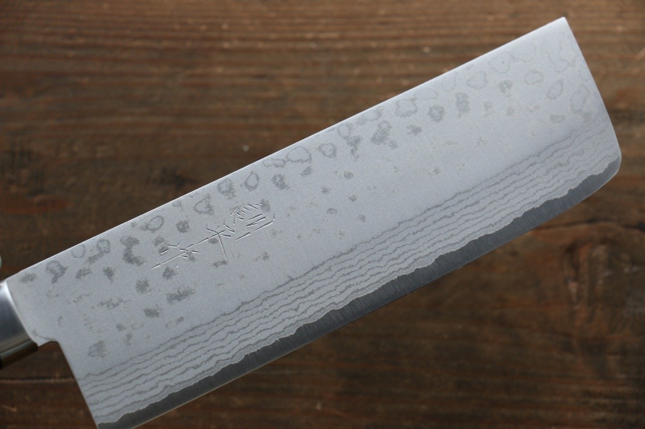 Premium Kunihira Sairyu VG10 Damascus Steel Nakiri Knife 165mm with Pakka Wood Handle - Japanese Vegetable Knife for Professional Chefs & Home Cooking
