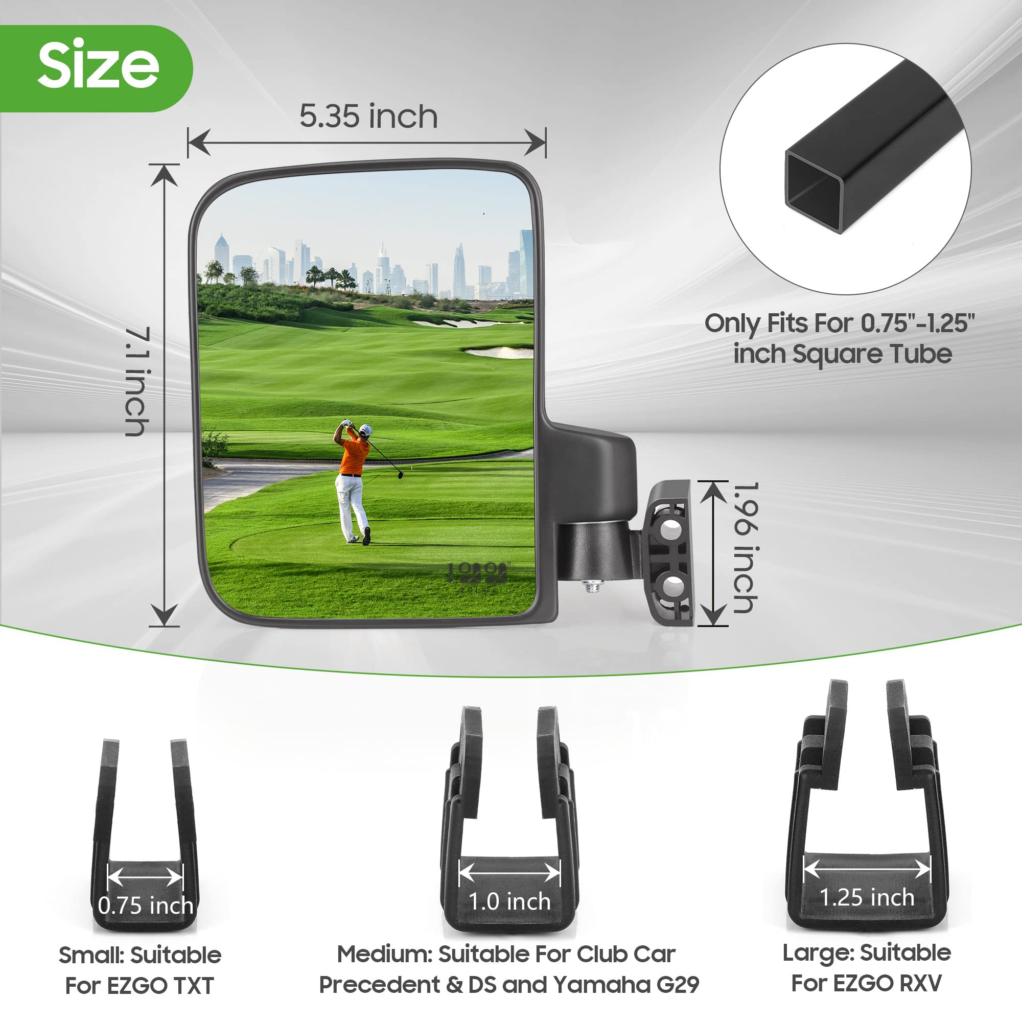 Universal Golf Cart Rear View Mirror - No Drilling Side Mirrors for Yamaha, EZGO & Club Car | HD Glass, 180° Adjustable & Folding Design | Perfect for Golf Courses, Resorts & Gated Communities