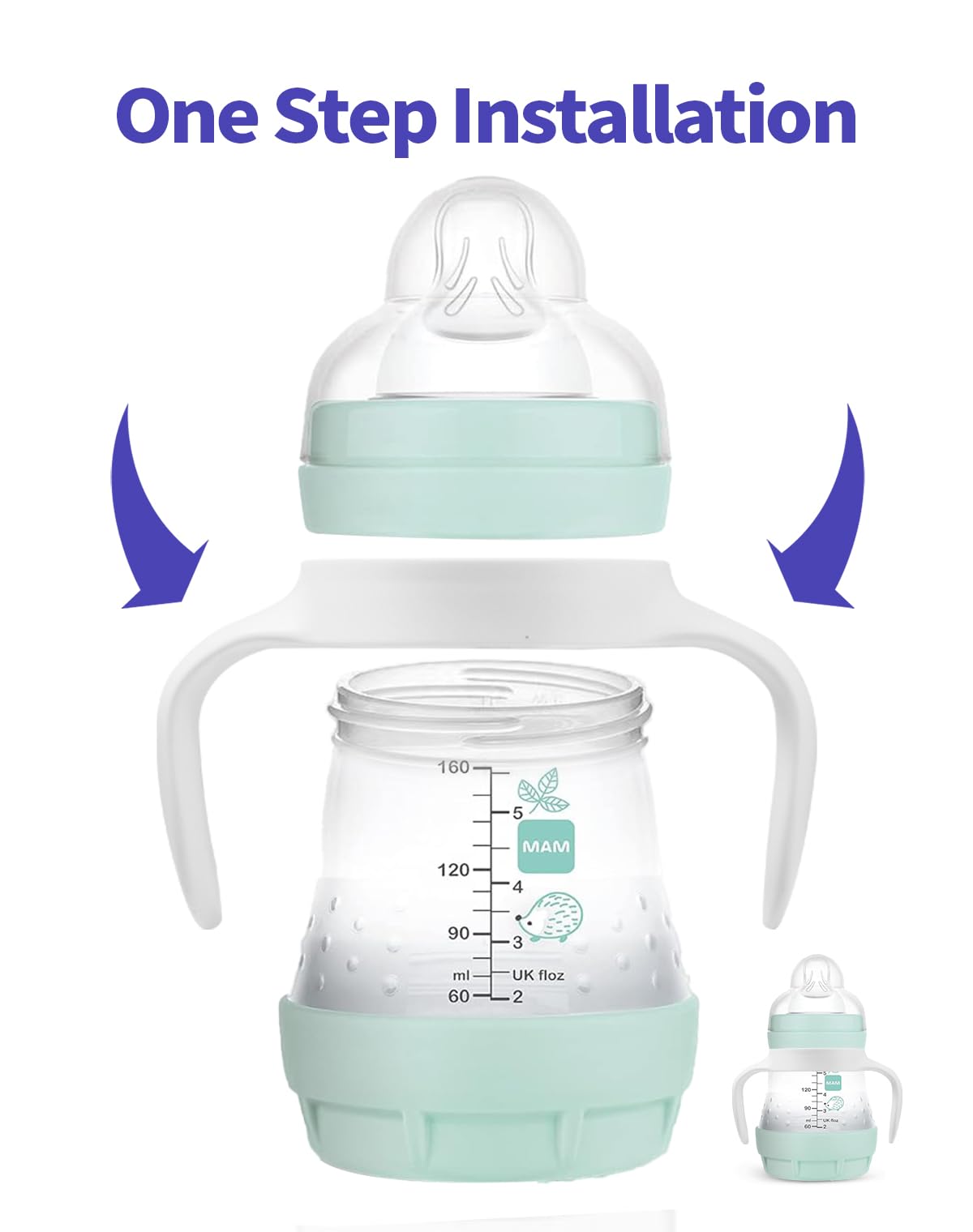 MAM Baby Bottle Handles - 2 Pack, Compatible with MAM Bottles for Newborns & Infants - Ergonomic Baby Bottle Accessories for Easy Feeding - Perfect for Travel, Daycare & Home Use