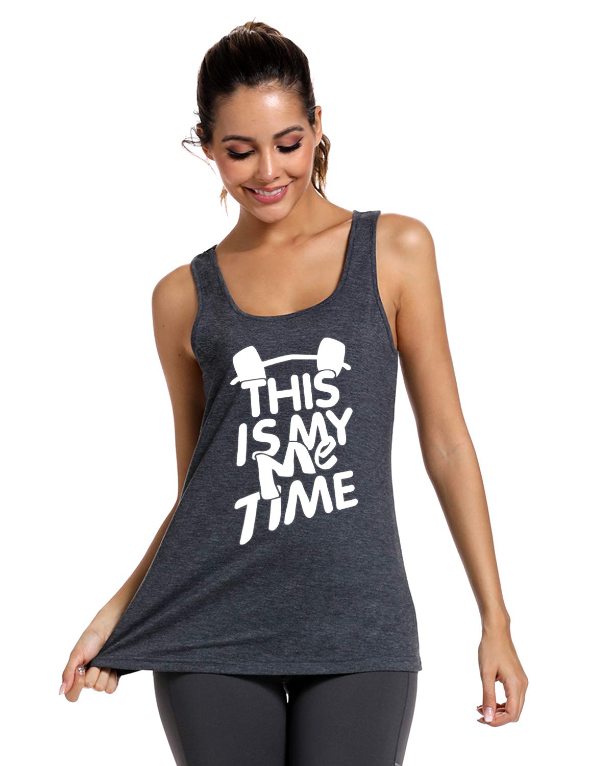 FANNOO Women's Workout Tank Tops - Funny Gym Motivational Graphic Racerback Sleeveless Shirts for Fitness & Weightlifting - Perfect for Yoga, Running and Gym Training