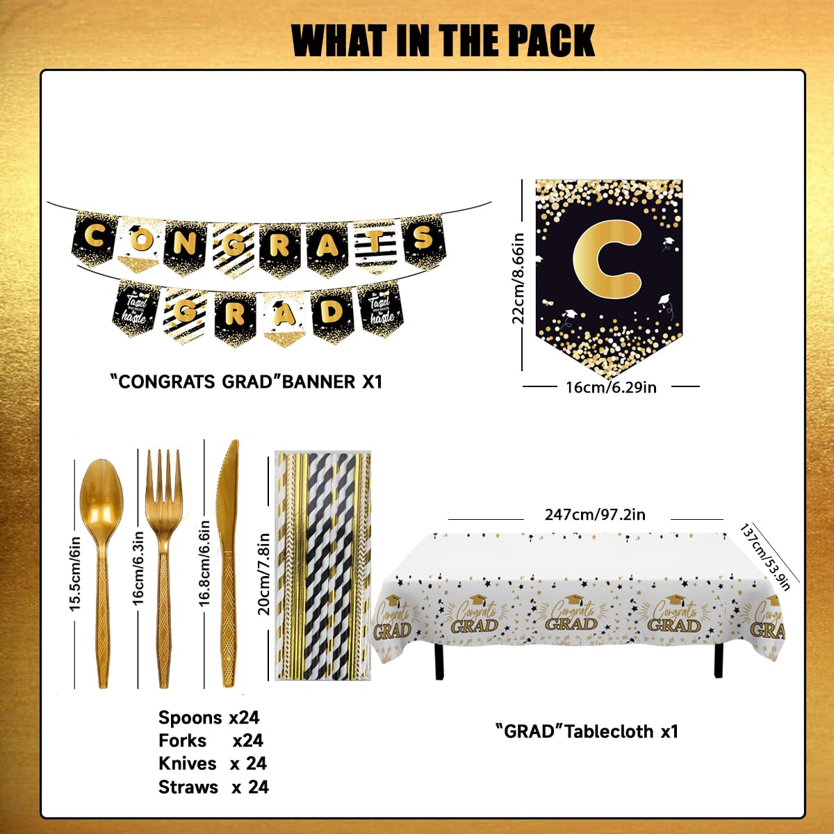 2025 Graduation Party Decorations - Class of 2025 Graduation Supplies Set with Plates & Napkins for 24 Guests | Perfect for High School & College Graduation Celebrations, Commencement Parties & Senior Send-offs