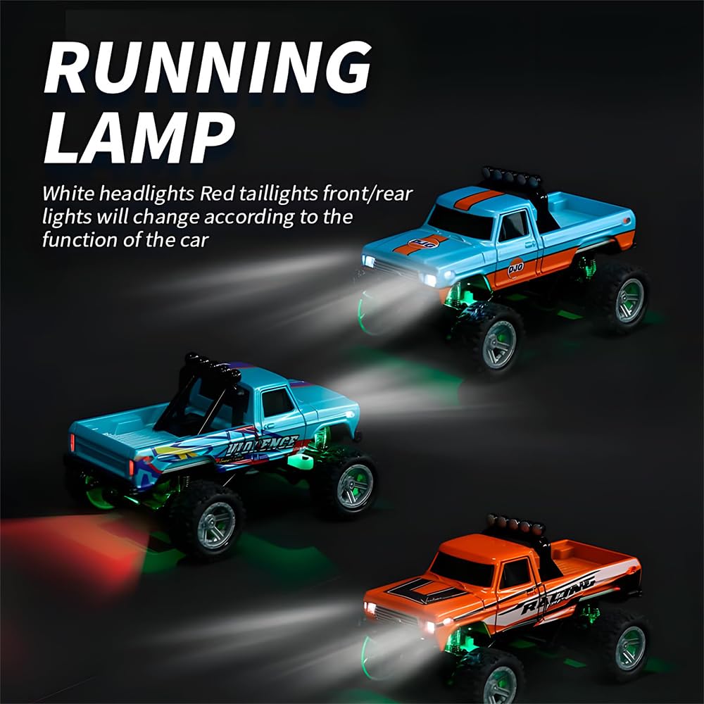 2.4G Mini RC Monster Truck with LED Lights - Remote Control Car for Kids & Adults - Off-Road Stunt Vehicle (Includes Car, Remote & Box, Olive Green) - Perfect for Indoor Play, Backyard Racing & Outdoor Adventures
