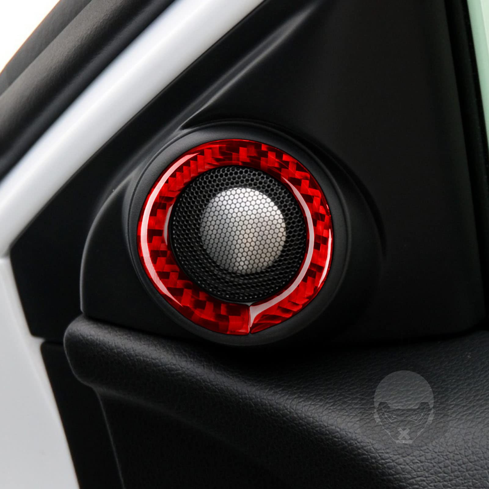 Premium Carbon Fiber Interior Trim Kit for Honda Accord 9th Gen (2013-2017) - A Pillar Speaker Covers & Door Side Panels | SE/LX/Sport/EX/EX-L/Touring/Hybrid Models | Red Accent | Enhances Cabin Style & Protects Interior