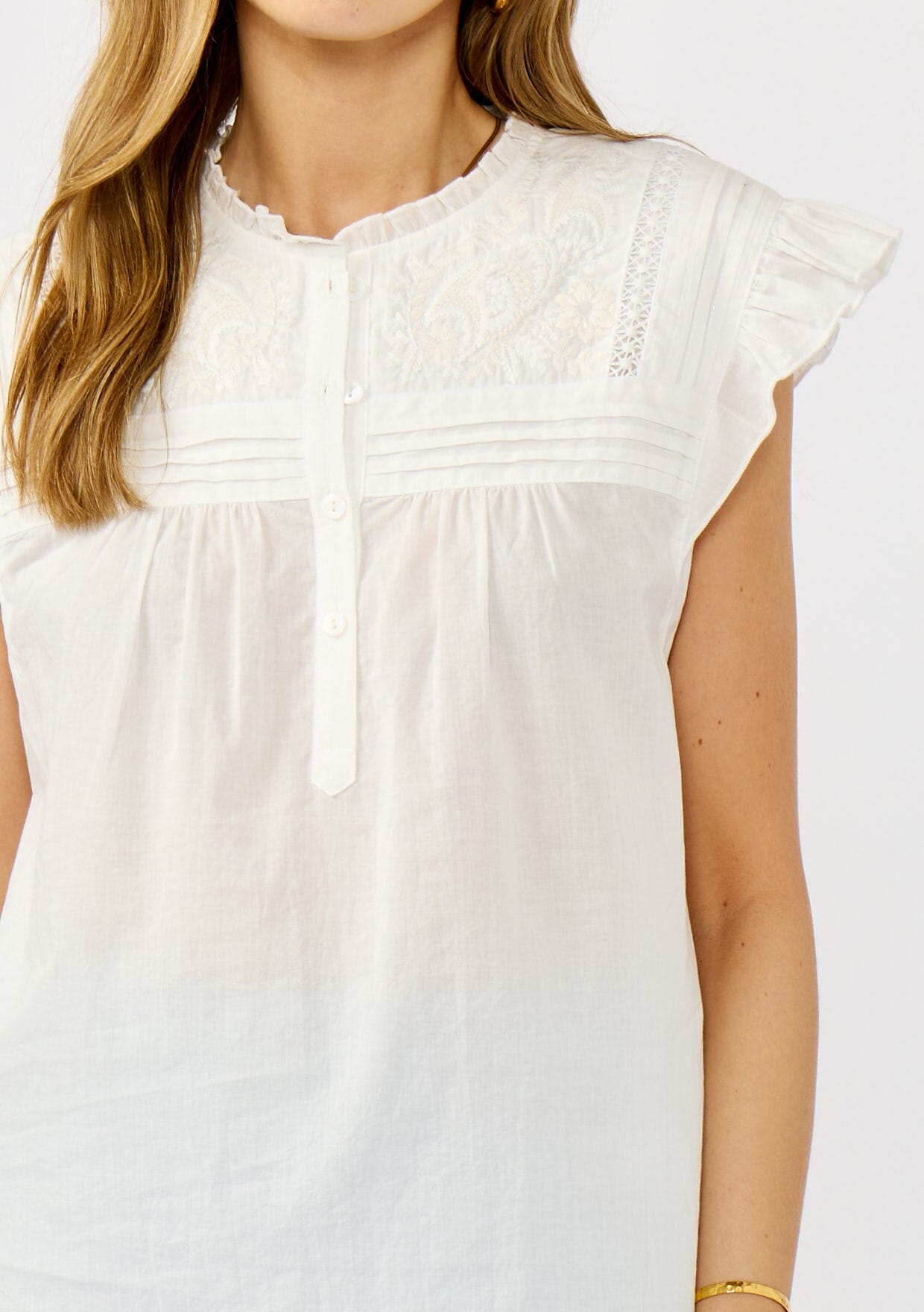 Cora Embroidered Women's Blouse - Floral Lace Boho Tunic Top for Casual Wear & Summer Outfits