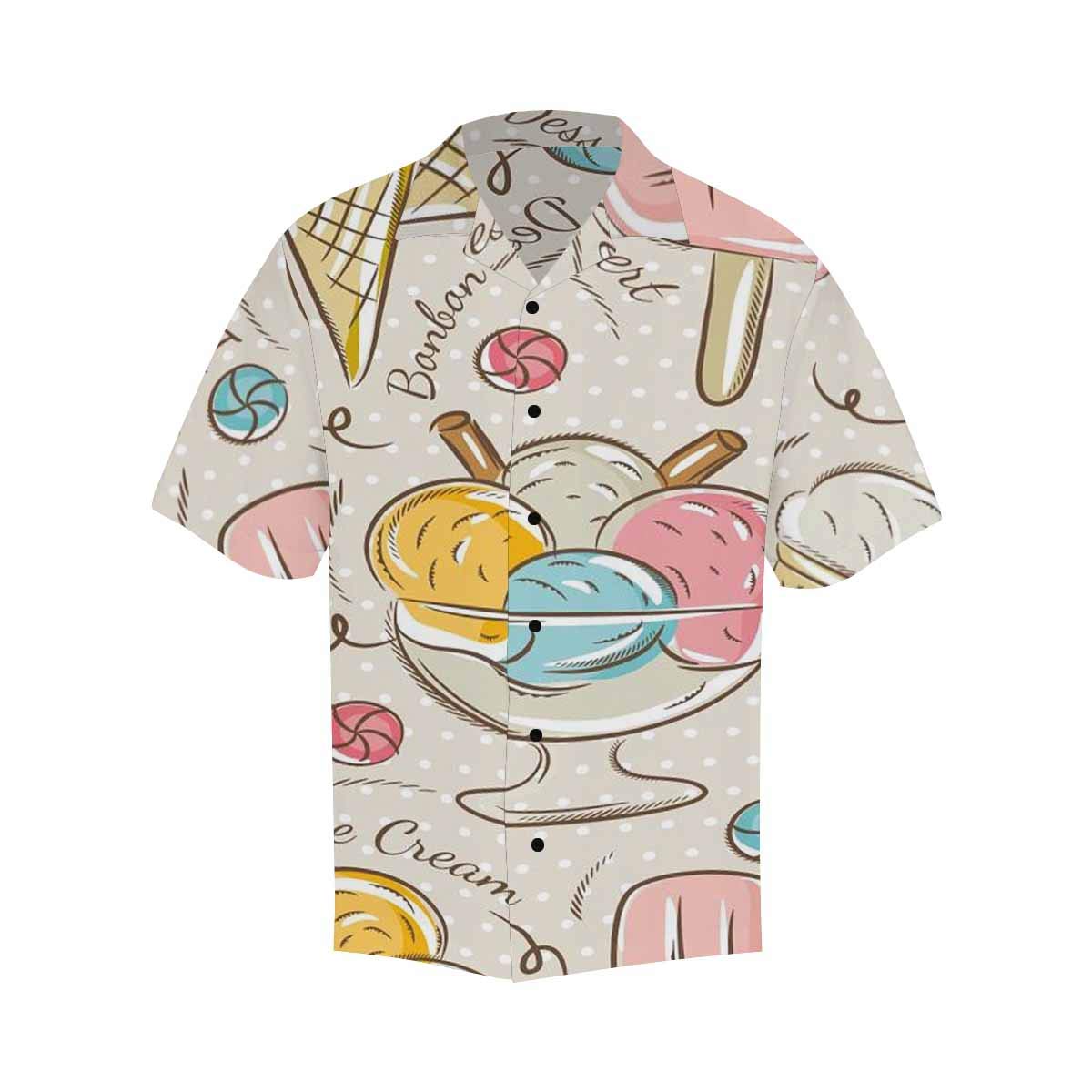 **InterestPrint Men's Hawaiian Shirt - Short Sleeve Black Button V-Neck Cute Ice Cream Bonbons Print - Casual Summer Beach Vacation Shirt for Men**    *(Use for beach parties, tropical vacations, casual outings, and summer festivals.)*