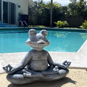 Goodeco Yoga Frog & Lotus Buddha Statue - Handcrafted Zen Decor for Home, Office & Meditation | Perfect Gift for Women, Mom, Birthday, Housewarming & Yoga Lovers | Serene Decor for Living Room, Bedroom or Garden
