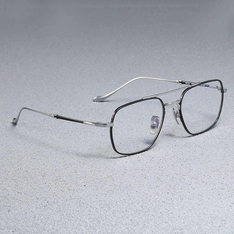 Stylish Unisex Black Titanium Eyeglasses - Full Rim Big Square Double Bridge Design B3123 | Perfect for Work, Reading & Fashion Accessories