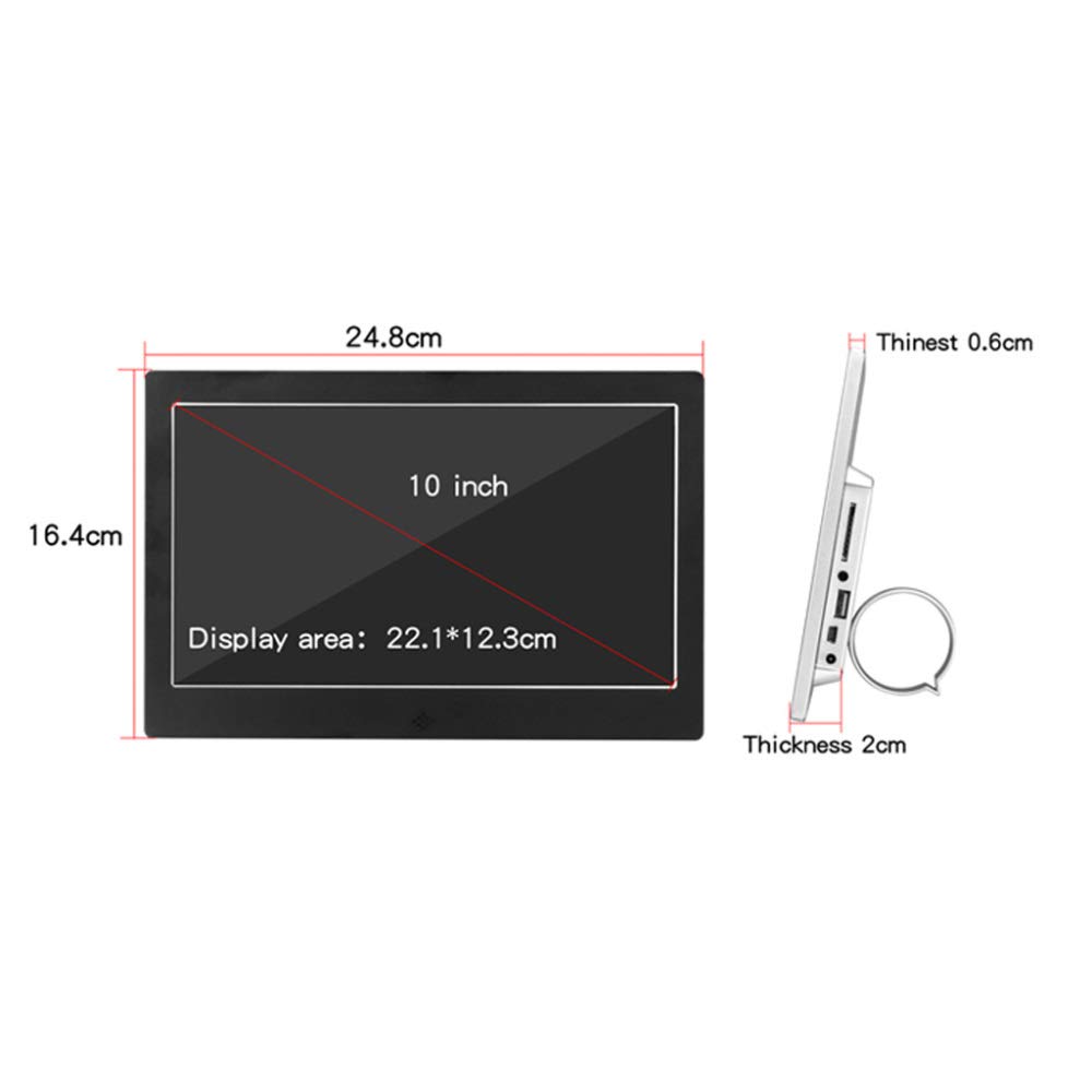 10 Inch Digital Photo Frame - Ultra Thin 1240x600 HD IPS Display with Remote Control, USB/SD Card Support - Perfect for Home Decor, Office Display & Gift Giving