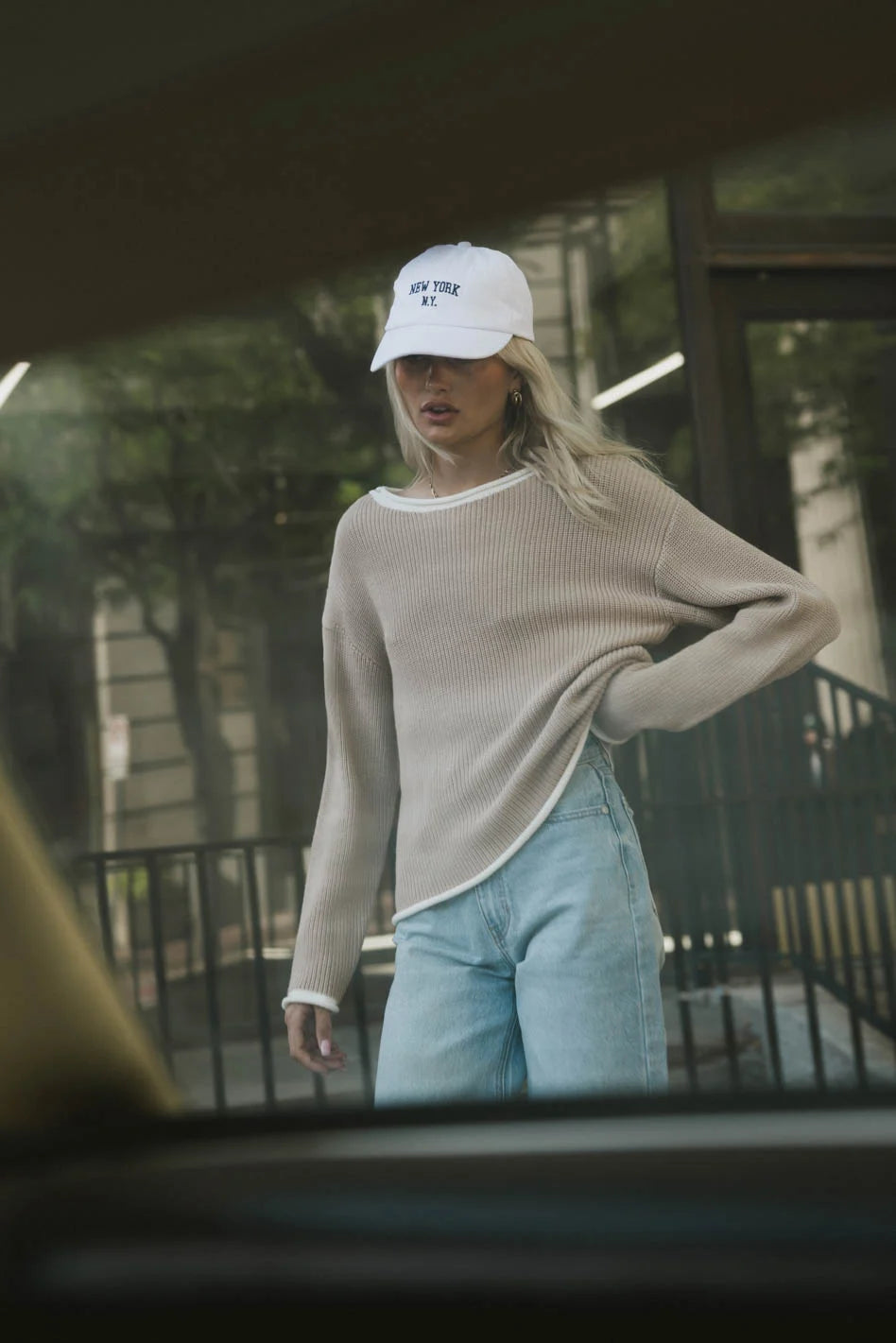 Stylish Mandy Contrast Sweater in Tan - Women's Knit Pullover for Fall & Winter | Perfect for Casual Outfits, Office Wear & Cozy Evenings