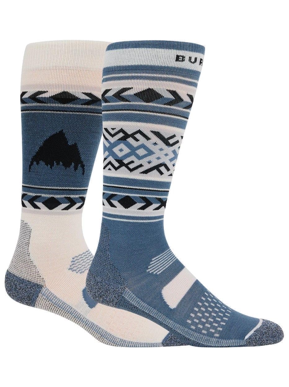 Burton Women's Performance Lightweight Winter Snowboard Socks (2-Pack) - Warm & Moisture-Wicking for Skiing, Snowboarding & Cold Weather Activities