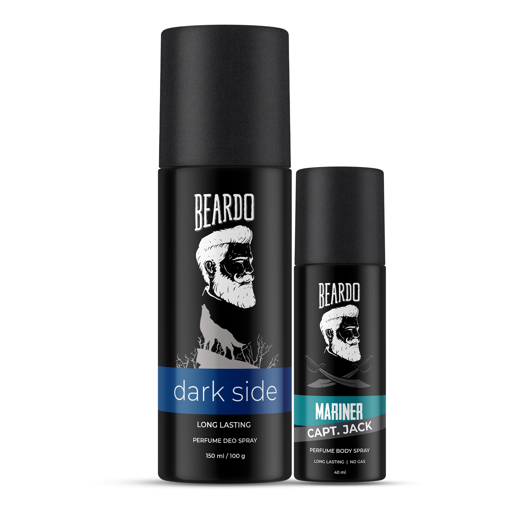 Beardo Darkside 150ml & Mariner Captain Jack 40ml Men's Cologne Gift Set - Long Lasting Deodorant Spray with Fresh Aquatic Scent - Perfect for Daily Use, Office, Date Night & Special Occasions - Ideal Christmas Gift for Him, Boyfriend or Husband