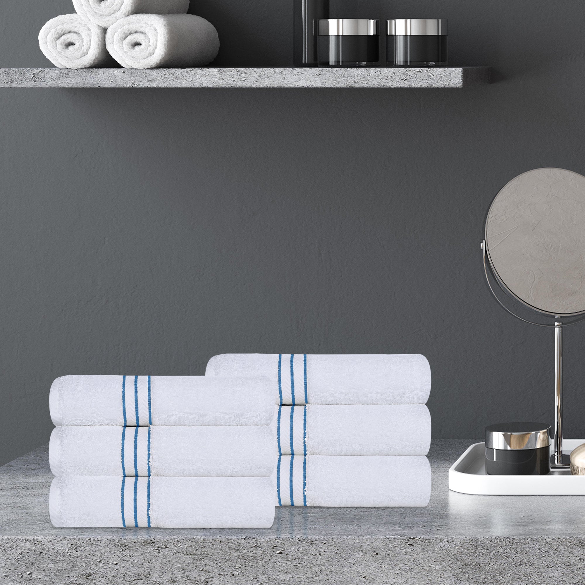Premium 6-Piece Turkish Cotton Hand Towel Set - Ultra Plush, Highly Absorbent Bath & Kitchen Towels for Spa, Guest Bathroom & Luxury Home Use