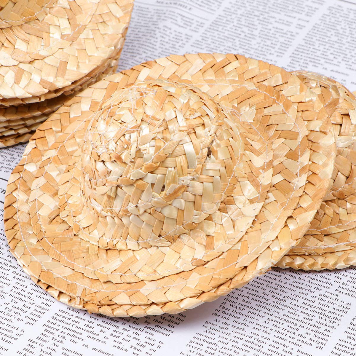 NOLITOY 10Pcs Miniature Straw Hats - Tiny Knitted Doll Hats for DIY Dollhouse Crafts - Perfect for Miniature Scenes, Fairy Gardens & DIY Projects