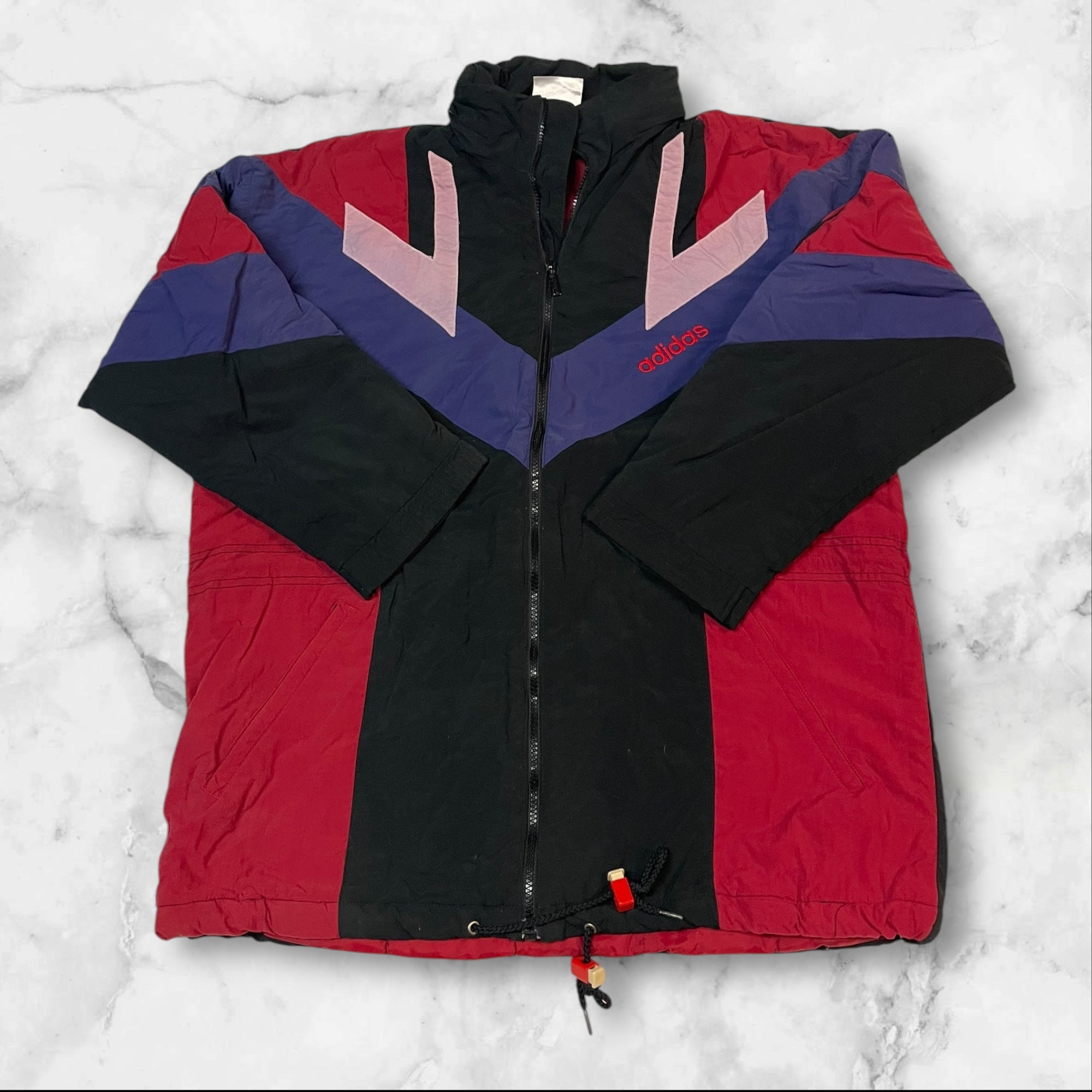 Adidas Vintage Track Jacket - Nylon Padded Windbreaker Rain Jacket for Men & Women (Size XL, Style 9670) | Perfect for Running, Hiking & Outdoor Activities
