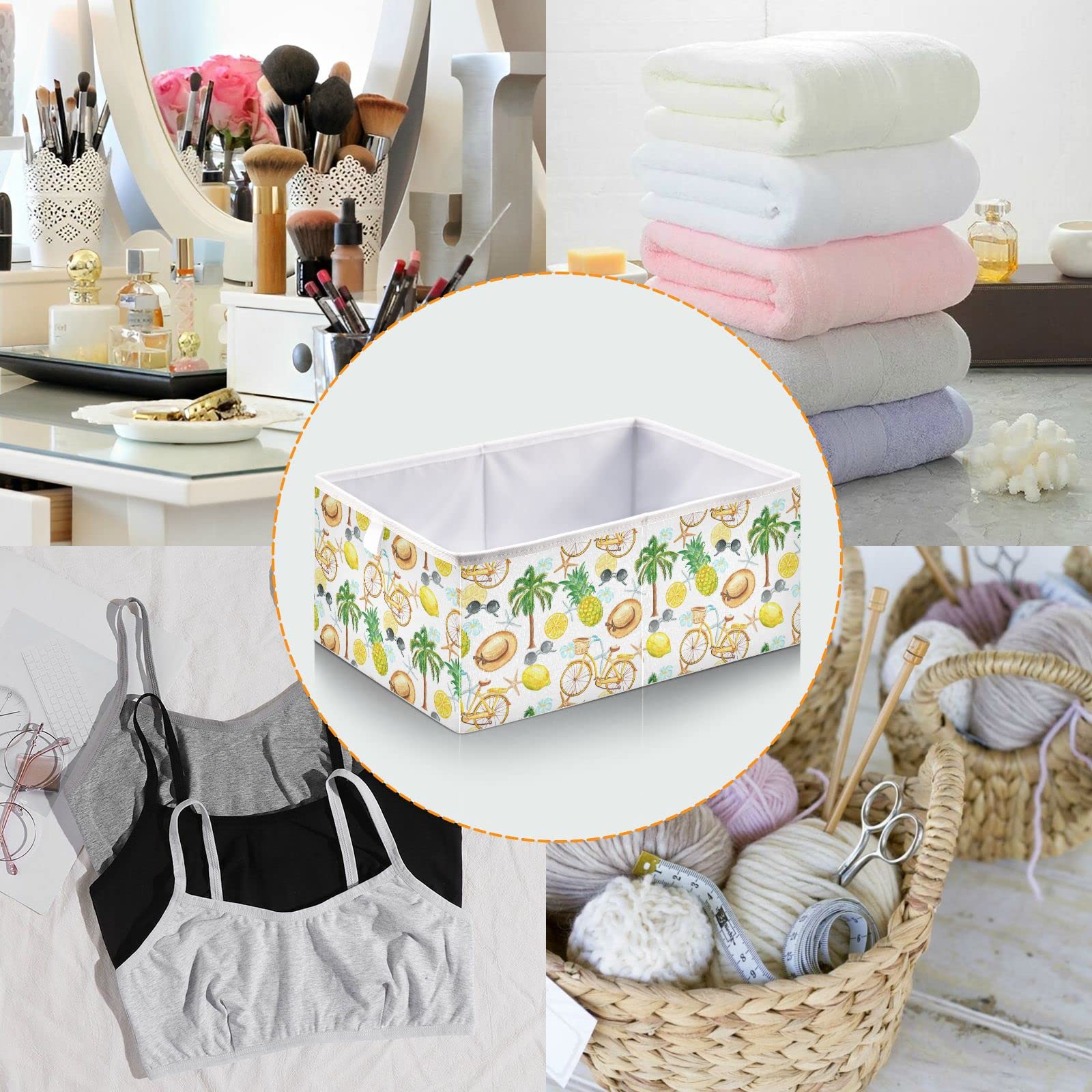 DOMIKING Foldable Fabric Storage Bins with Sturdy Handle - 11 Inch Linen Closet Organizers for Bedroom, Shelves & Home Organization | Perfect for Clothes, Toys & Accessories Storage