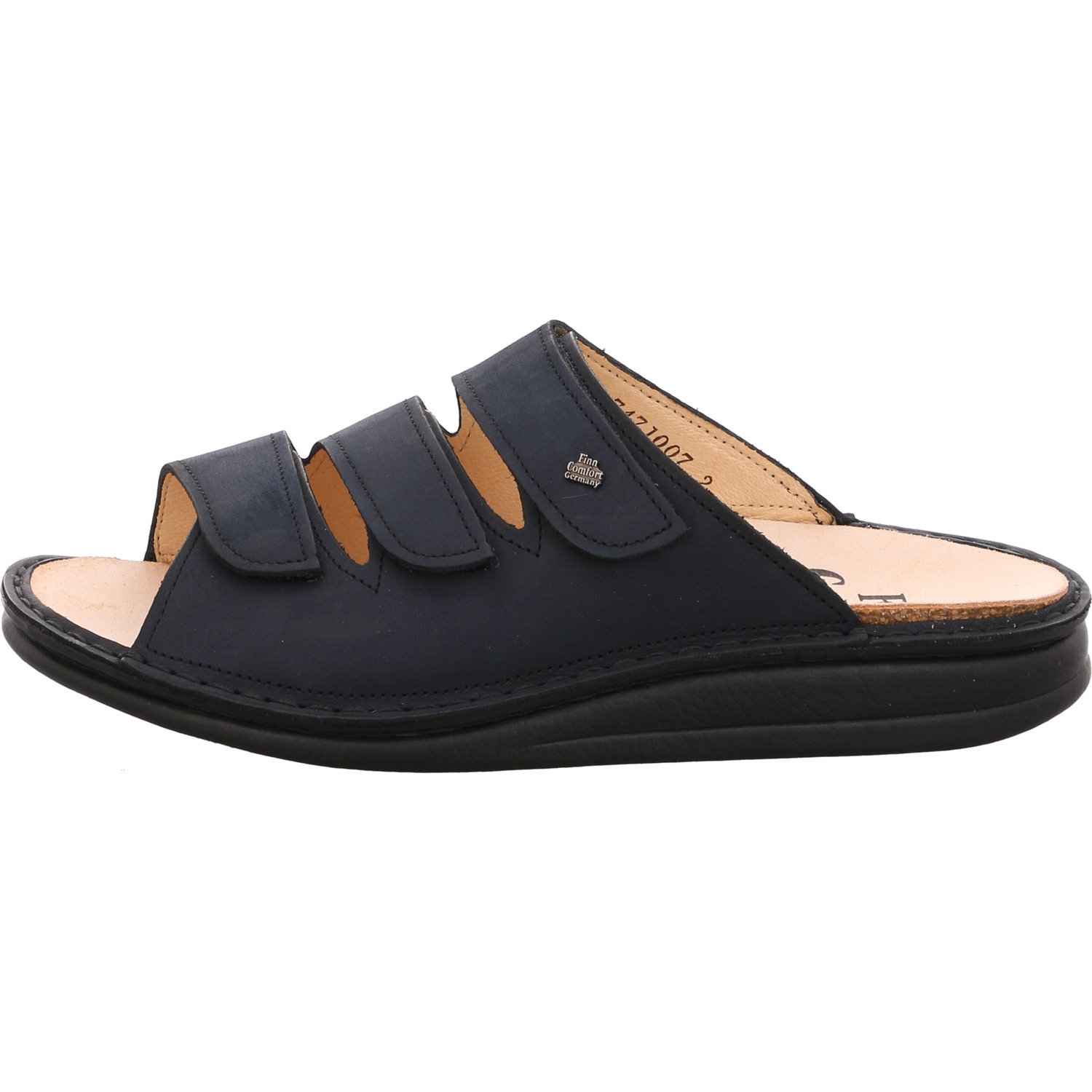 Finn Comfort Women's Open Toe Sandals - Breathable Leather Comfort Shoes for Women, Navy Blue, Size 10 | Perfect for Summer Walking, Travel & Casual Outfits