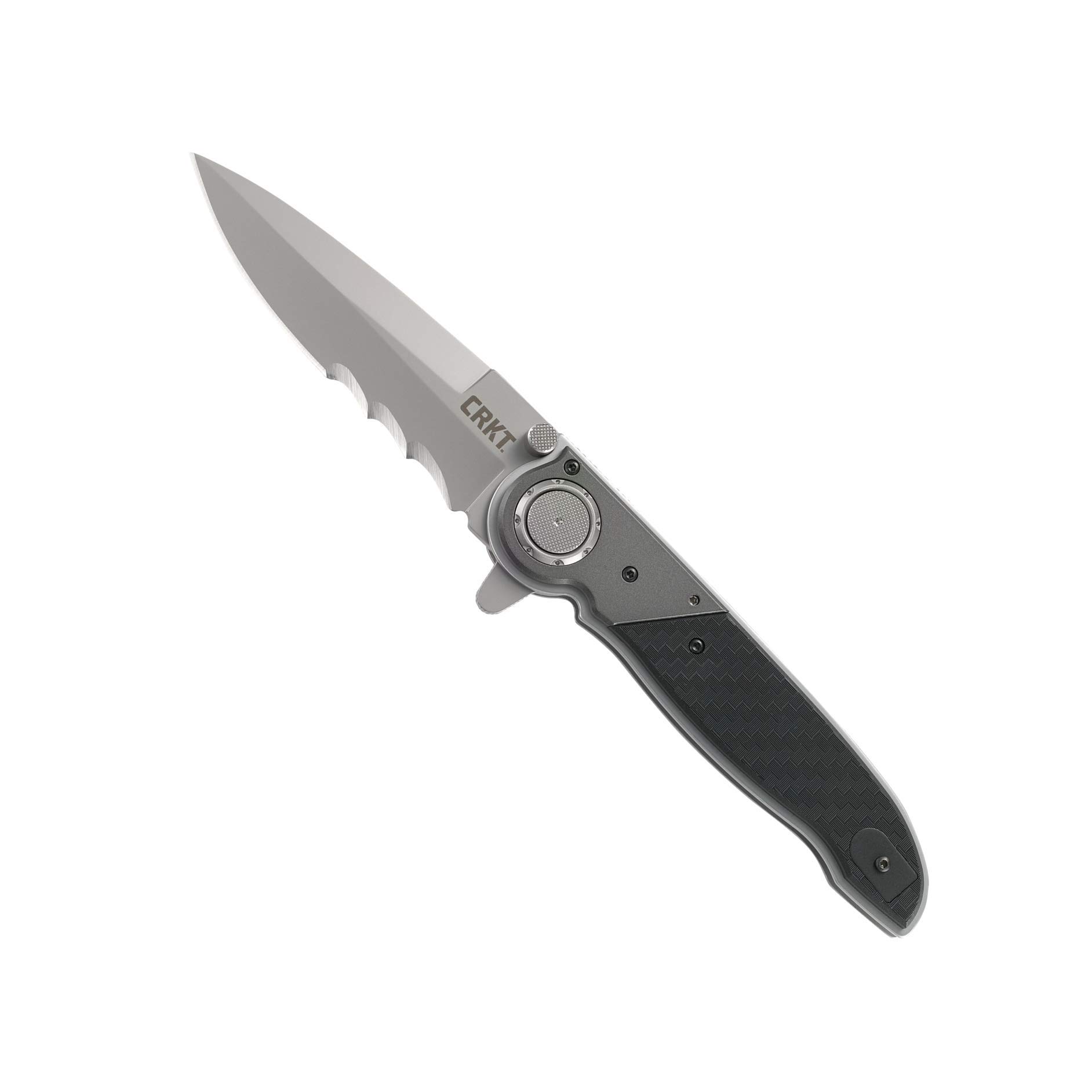 CRKT M40-15 EDC Folding Pocket Knife - Heavy Duty Everyday Carry Knife with Spearpoint Blade, Veff Serrations, Flipper & Deadbolt Lock | Aluminum & GRN Handle | Reversible Pocket Clip | Perfect for Camping, Hiking & Outdoor Survival